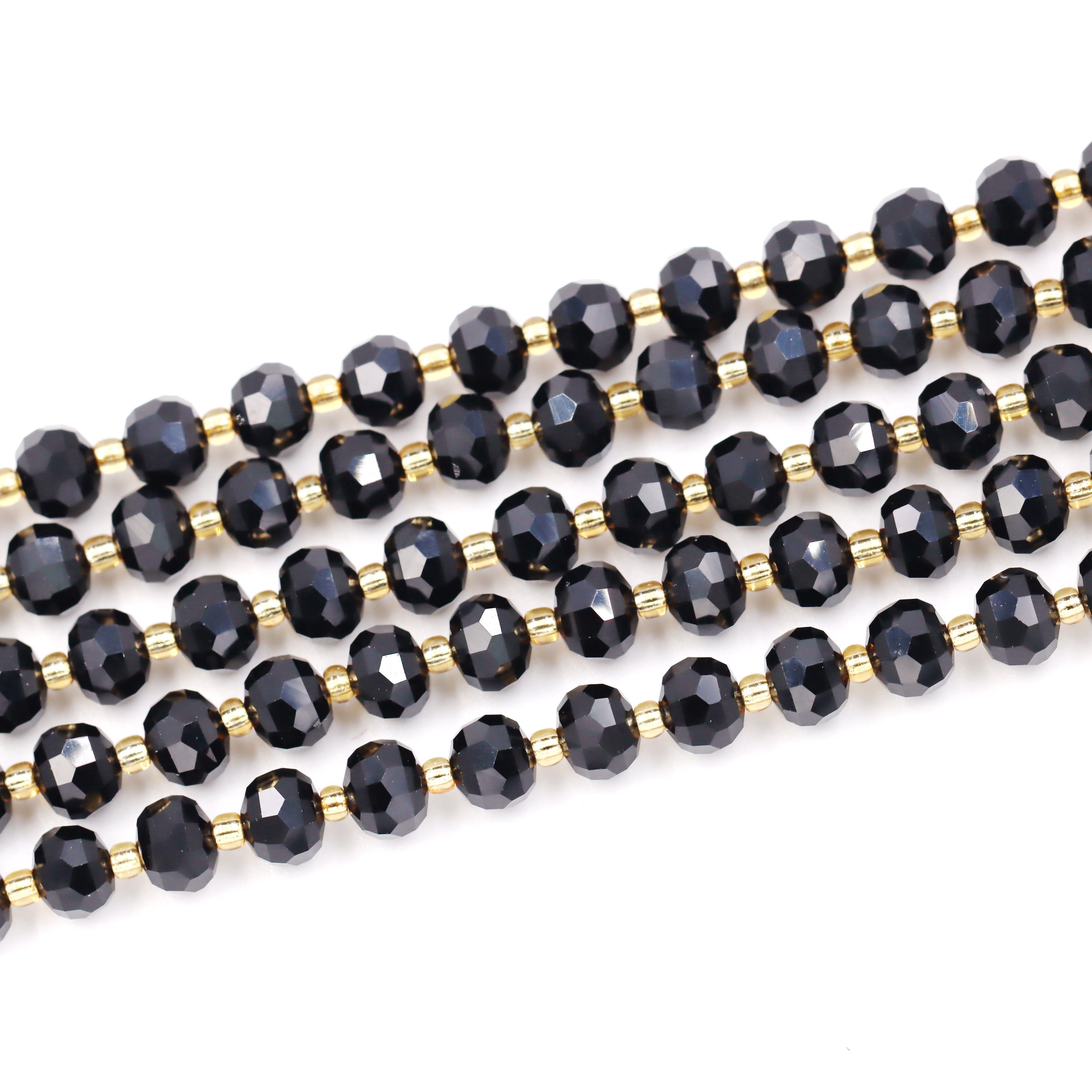 Malahill faceted rondelle gemstone for jewelry making, sold per bag 5 strands inside, Onyx beads