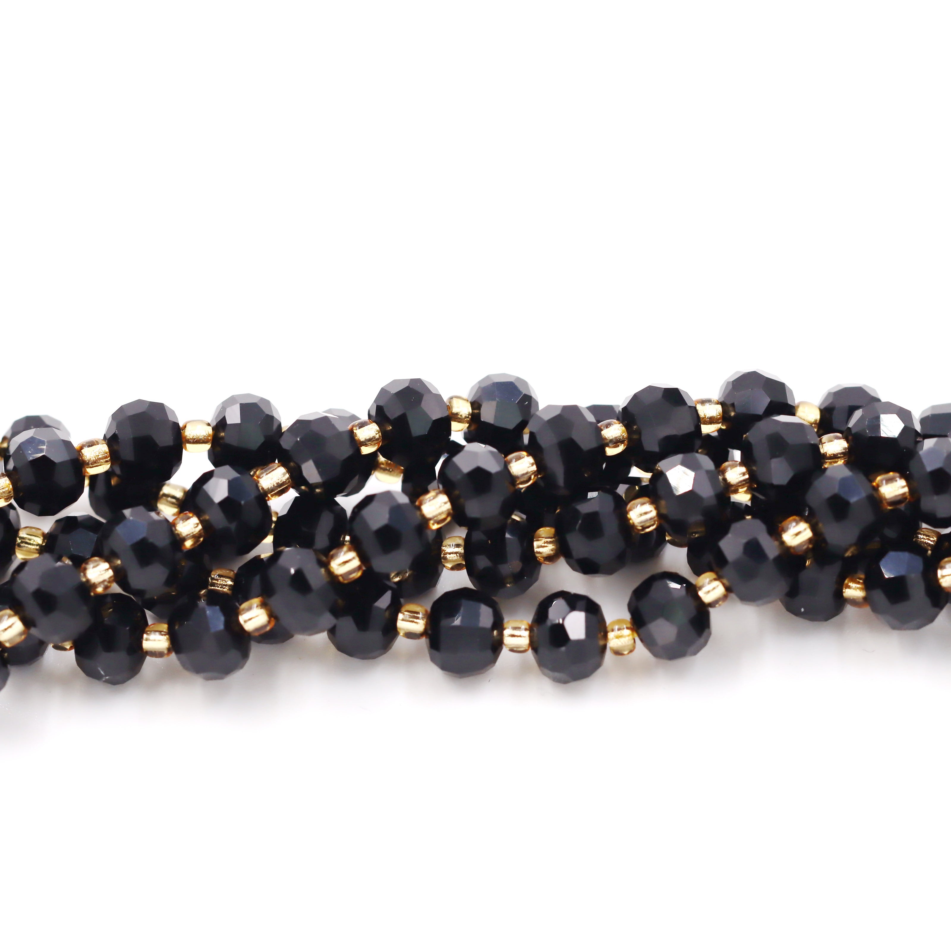 Malahill faceted rondelle gemstone for jewelry making, sold per bag 5 strands inside, Onyx beads