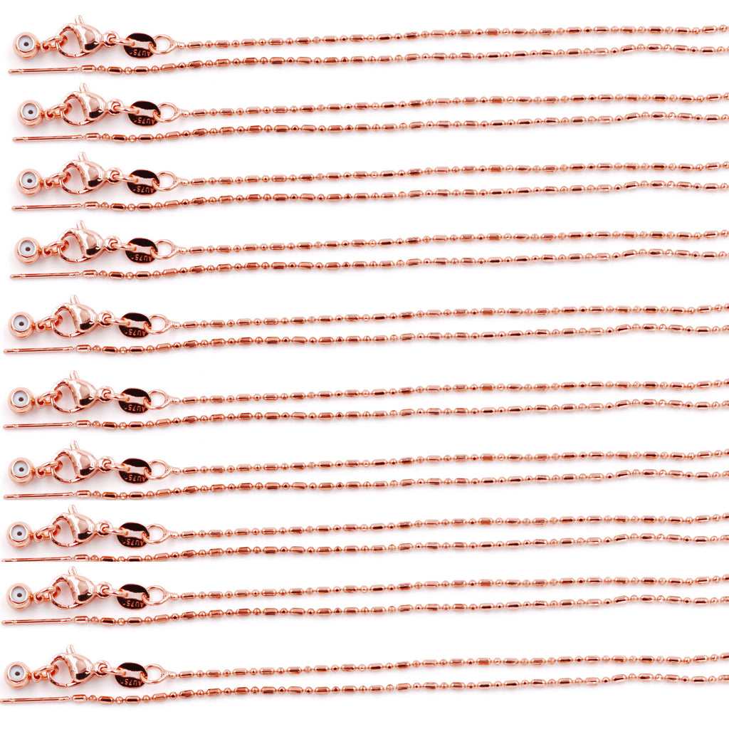 Malahill excellent quality jewelry findings chains for jewelry necklace making, 1.2mm*45cm rice chain with omnipotent clasp, sold 10 pieces per box