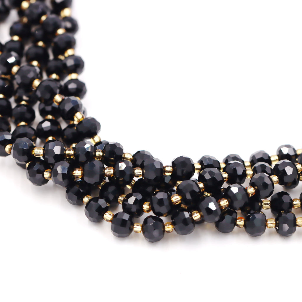Malahill faceted rondelle gemstone for jewelry making, sold per bag 5 strands inside, Onyx beads