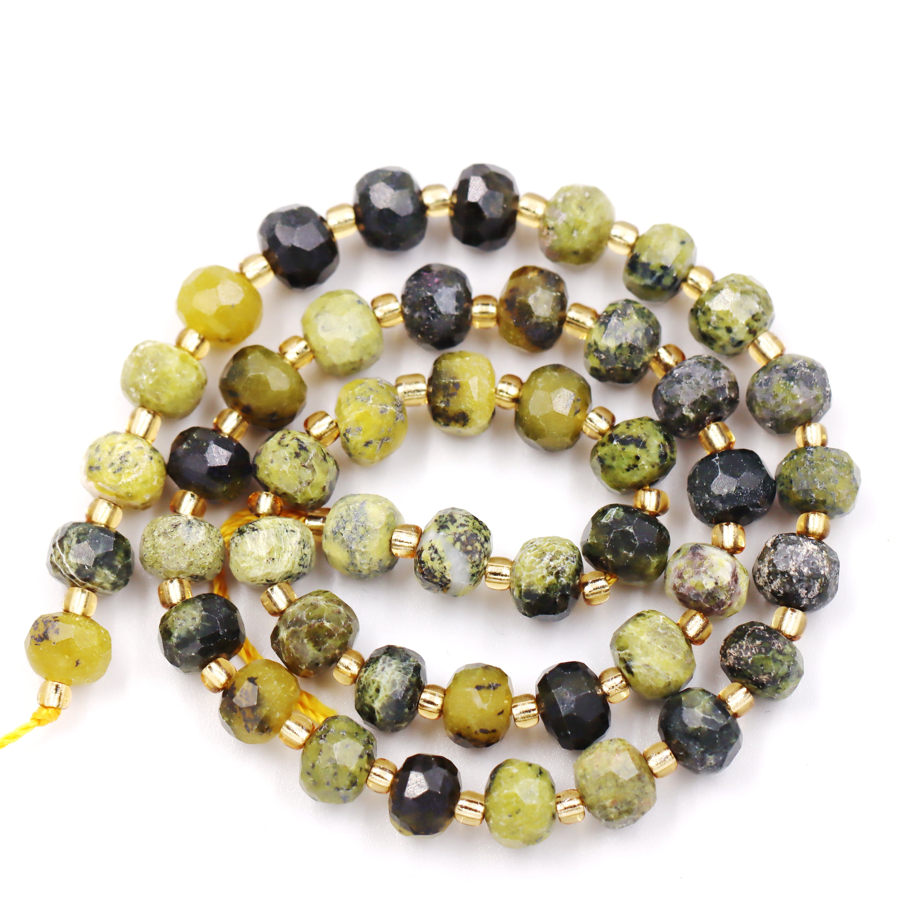 Malahill faceted rondelle gemstone for jewelry making, sold per bag 5 strands inside, Yellow Turquoise beads
