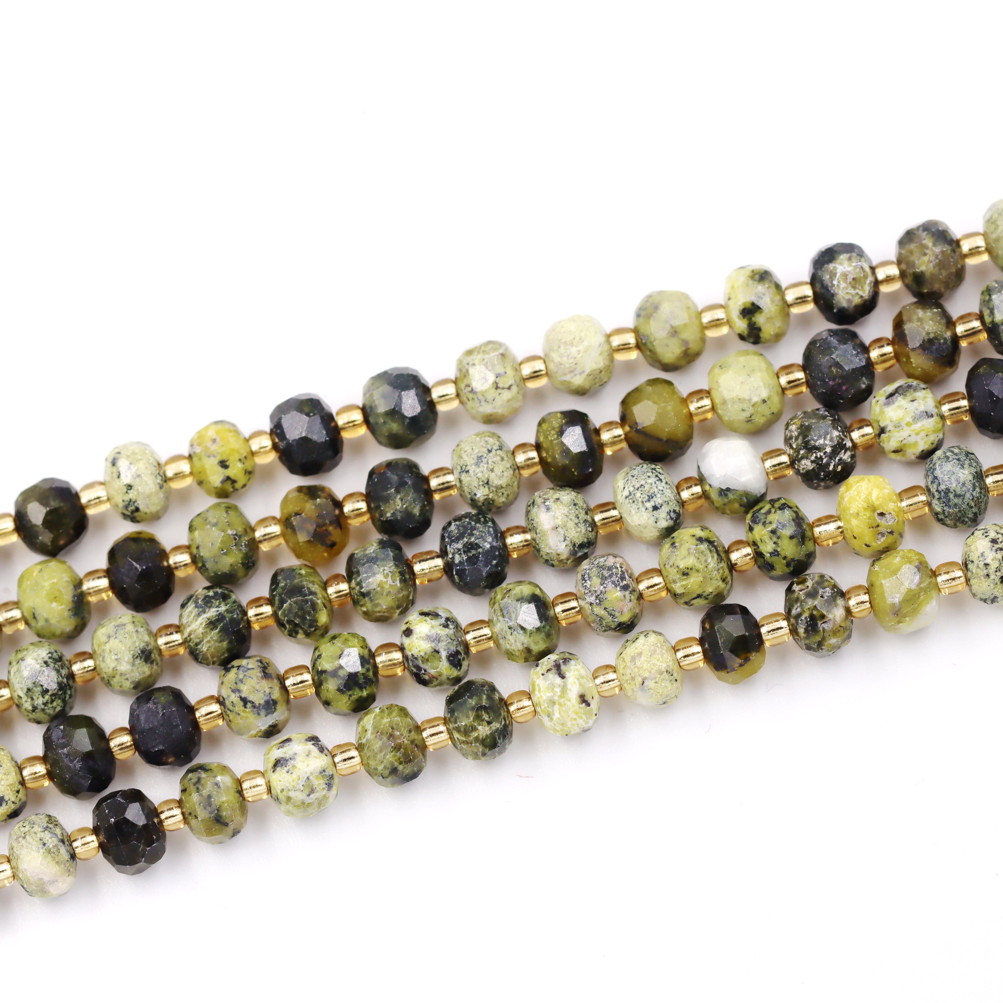 Malahill faceted rondelle gemstone for jewelry making, sold per bag 5 strands inside, Yellow Turquoise beads