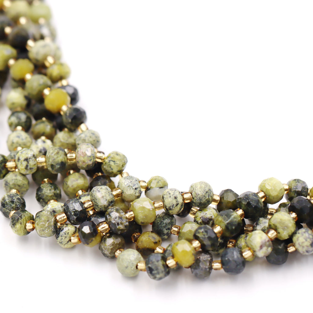 Malahill faceted rondelle gemstone for jewelry making, sold per bag 5 strands inside, Yellow Turquoise beads