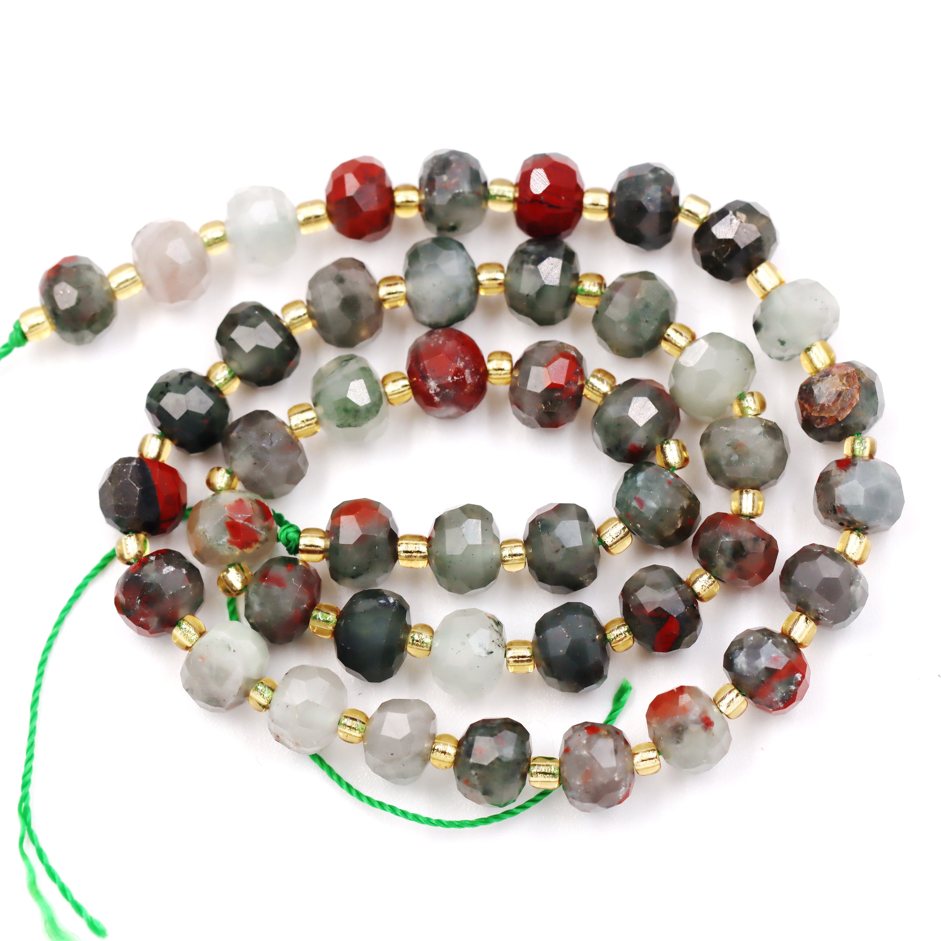 Malahill faceted rondelle gemstone for jewelry making, sold per bag 5 strands inside, African Bloodstone beads