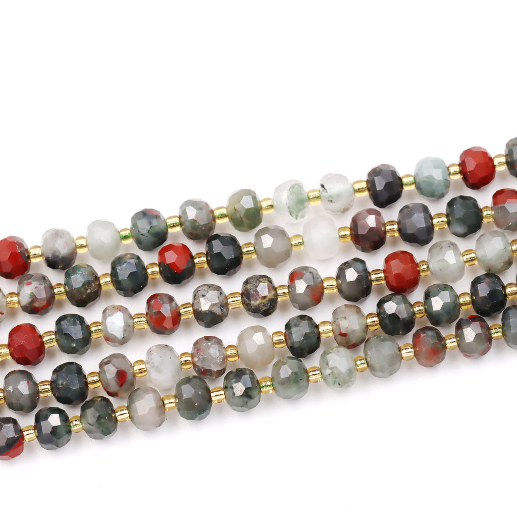 Malahill faceted rondelle gemstone for jewelry making, sold per bag 5 strands inside, African Bloodstone beads