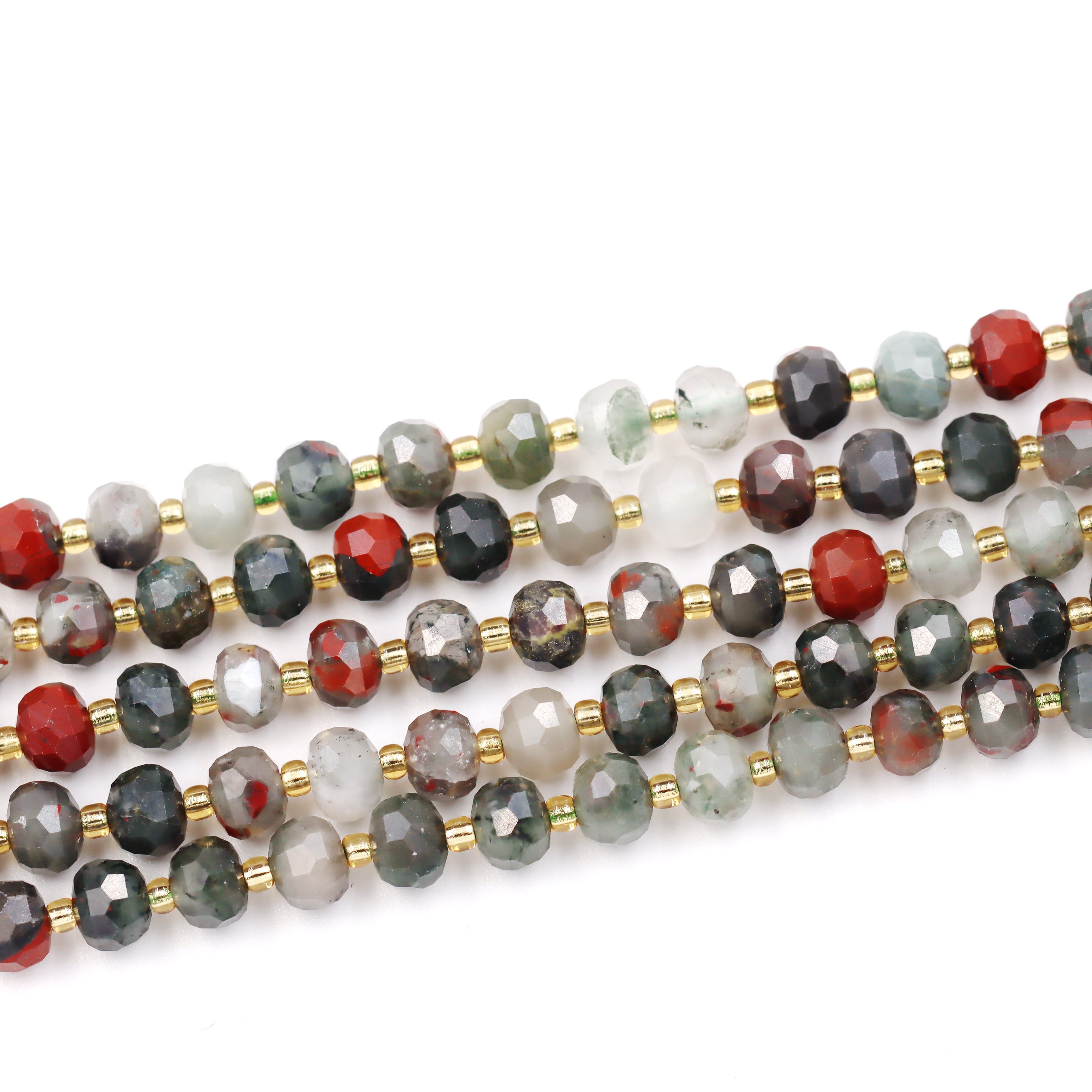 Malahill faceted rondelle gemstone for jewelry making, sold per bag 5 strands inside, African Bloodstone beads