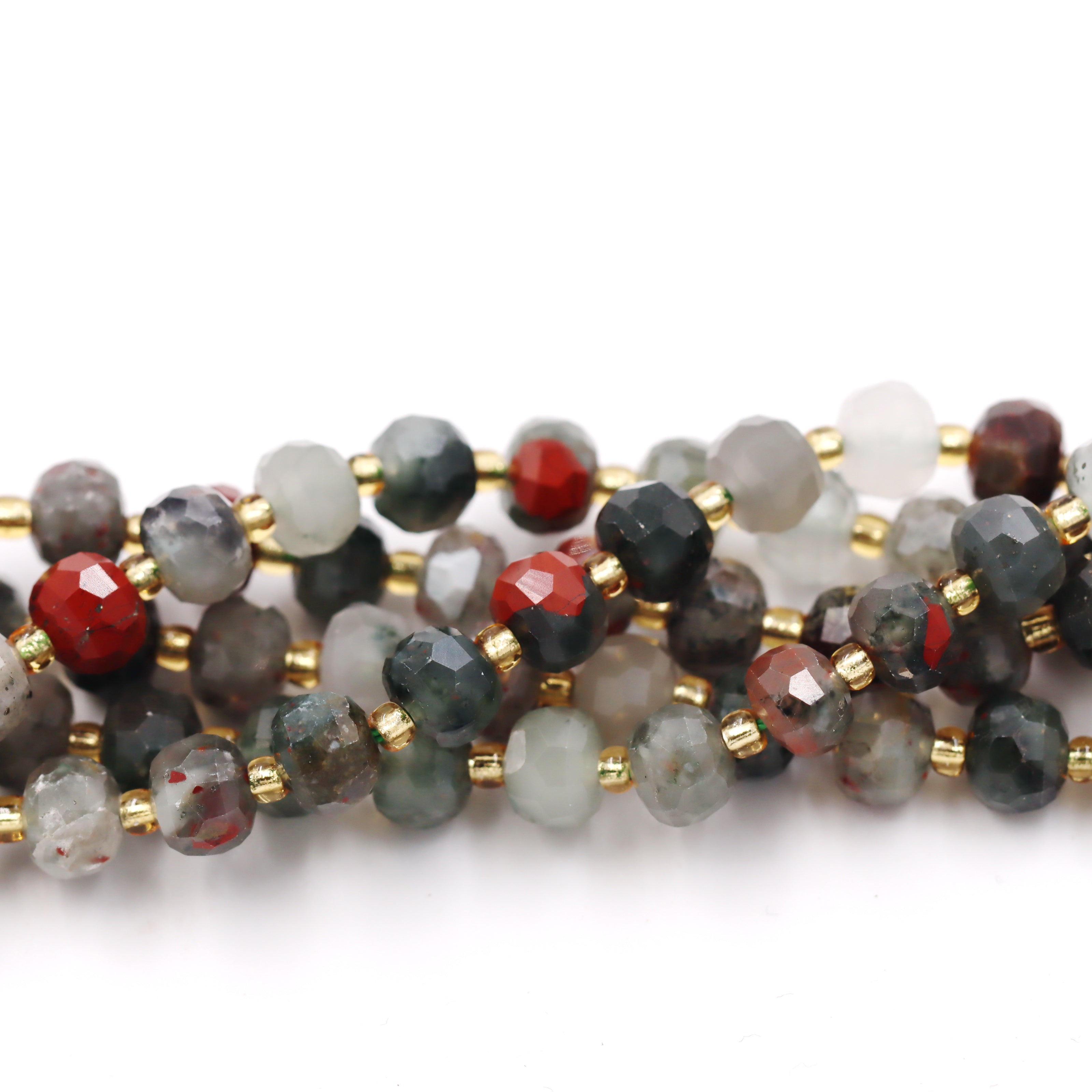 Malahill faceted rondelle gemstone for jewelry making, sold per bag 5 strands inside, African Bloodstone beads