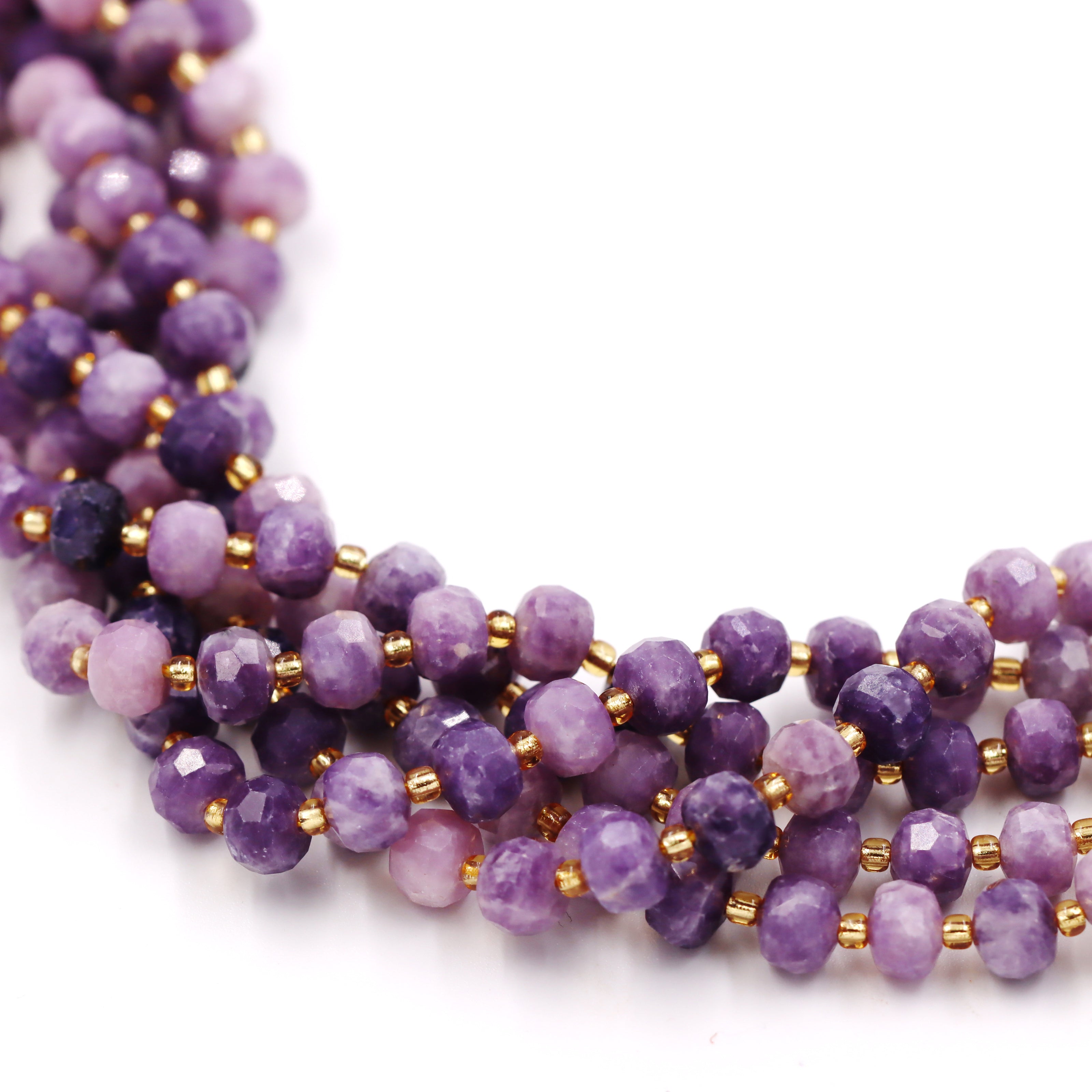 Malahill faceted rondelle gemstone for jewelry making, sold per bag 5 strands inside, Lepidolite beads