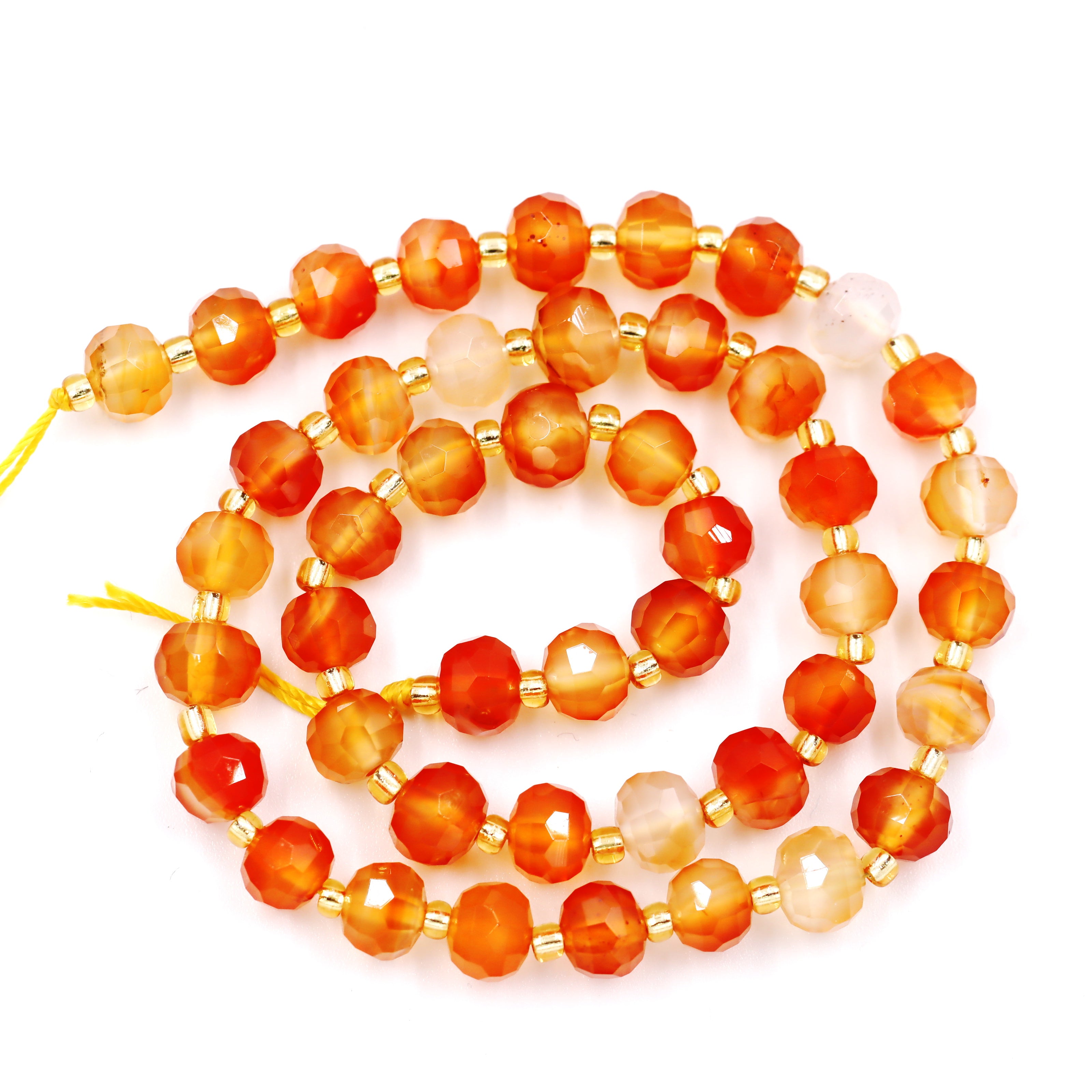 Malahill faceted rondelle gemstone for jewelry making, sold per bag 5 strands inside, Orange Carnelian beads