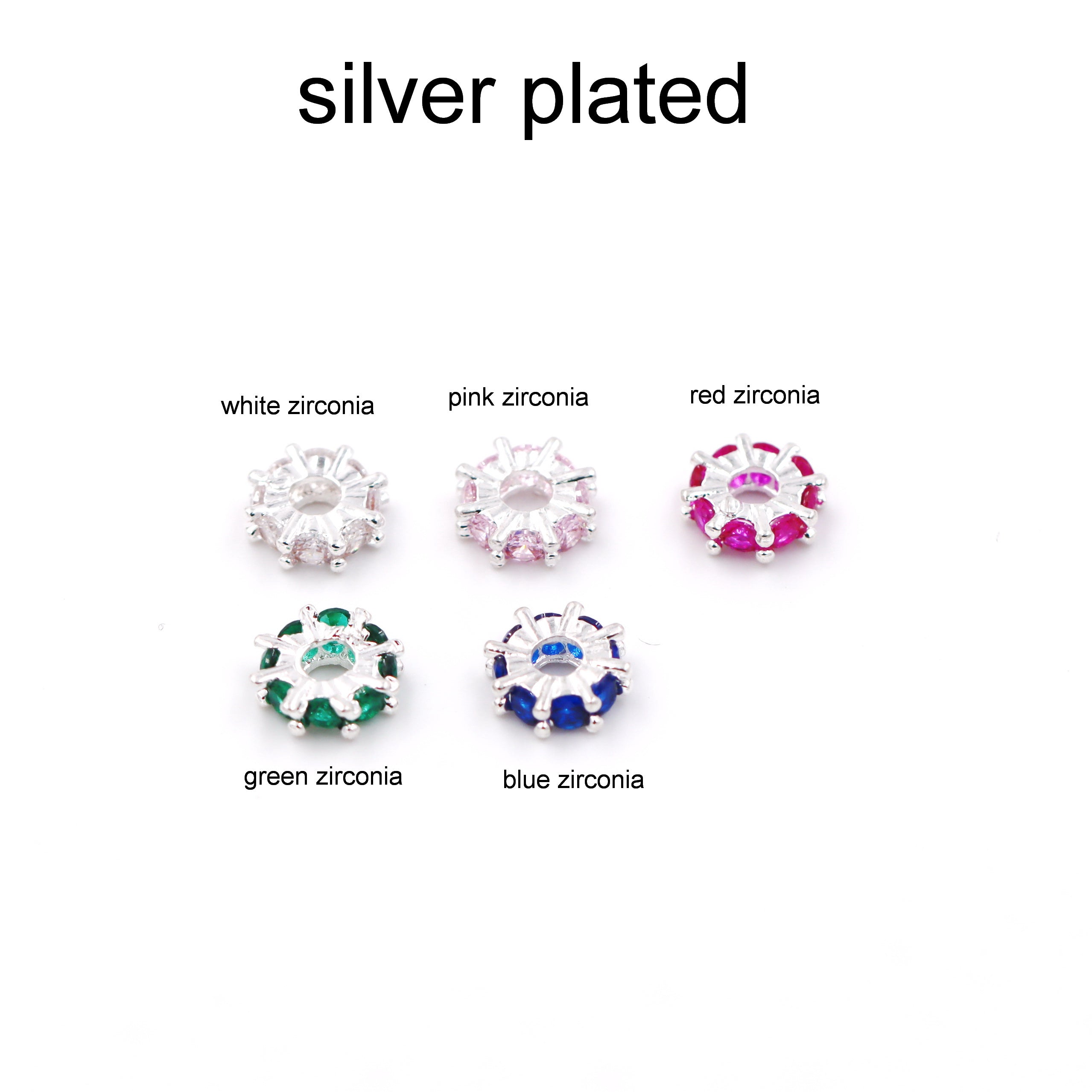 Malahill excellent quality cubic zirconia paved brass beads for jewelry making, sold per box 30 pieces inside