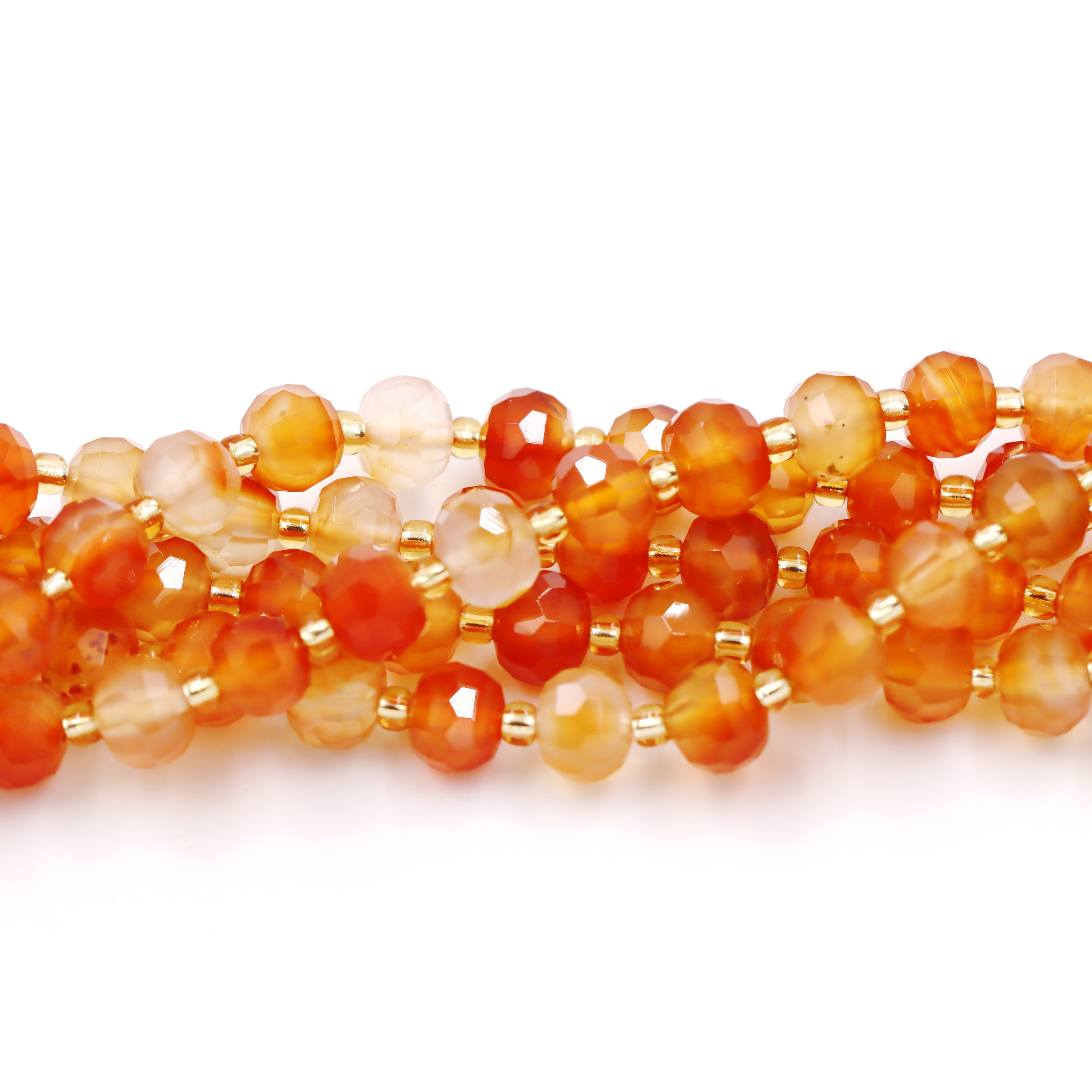 Malahill faceted rondelle gemstone for jewelry making, sold per bag 5 strands inside, Orange Carnelian beads