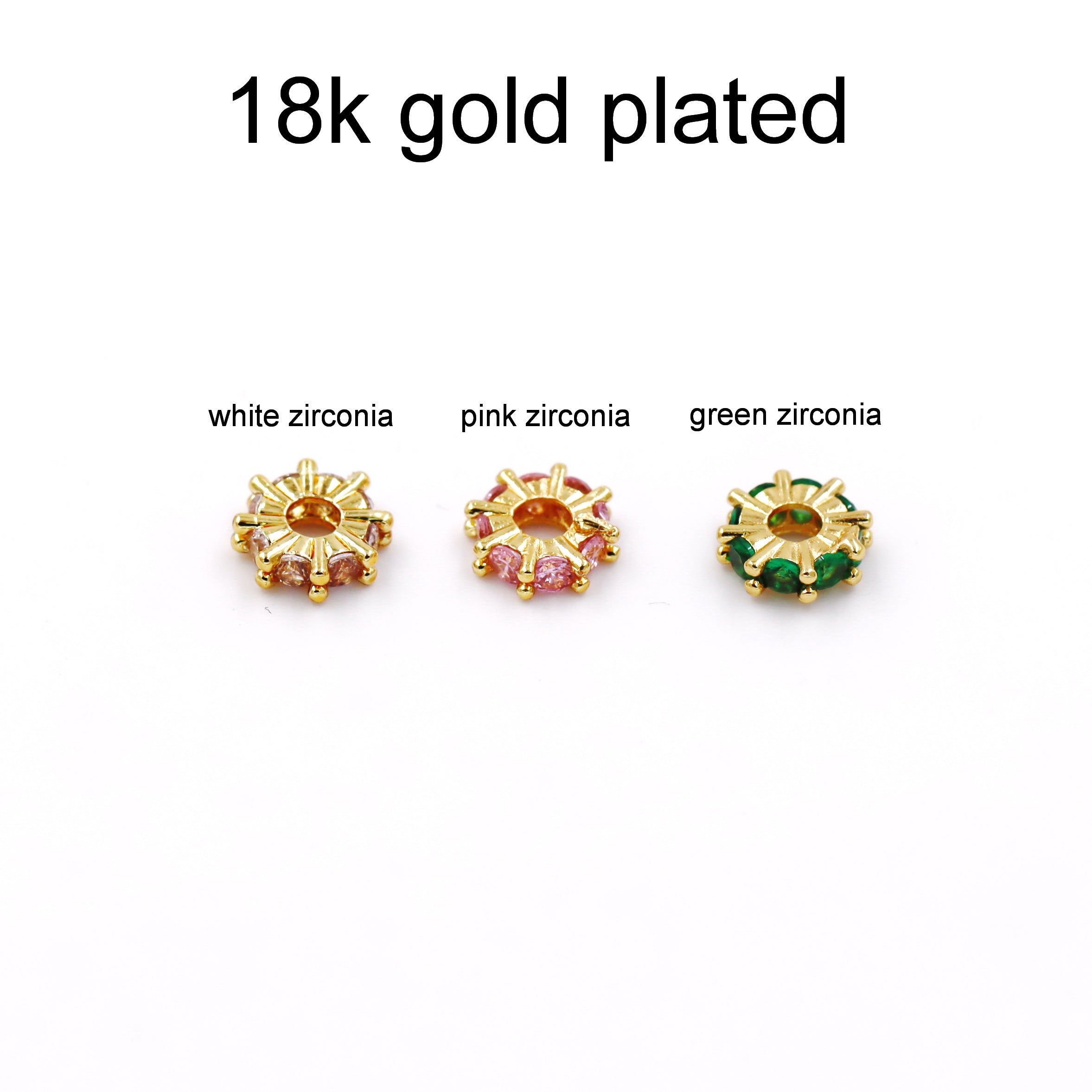 Malahill excellent quality cubic zirconia paved brass beads for jewelry making, sold per box 30 pieces inside