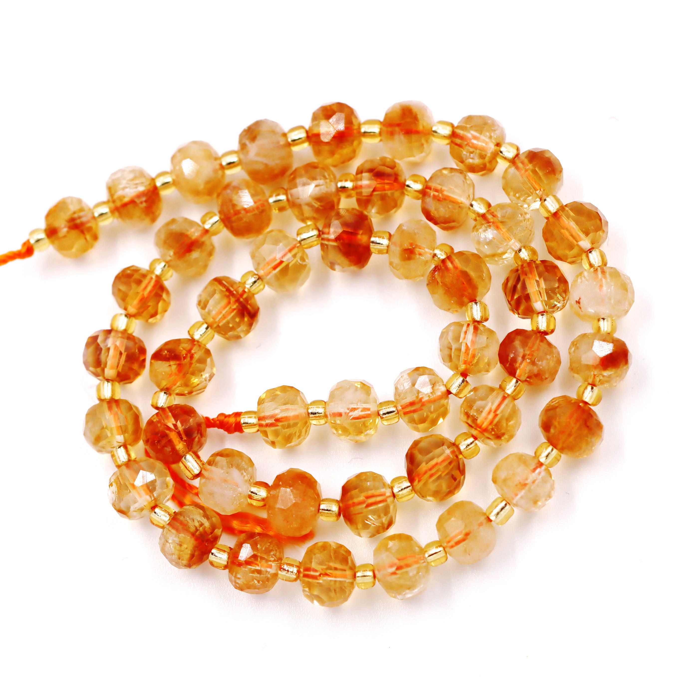 Malahill faceted rondelle gemstone for jewelry making, sold per bag 5 strands inside, Citrine beads