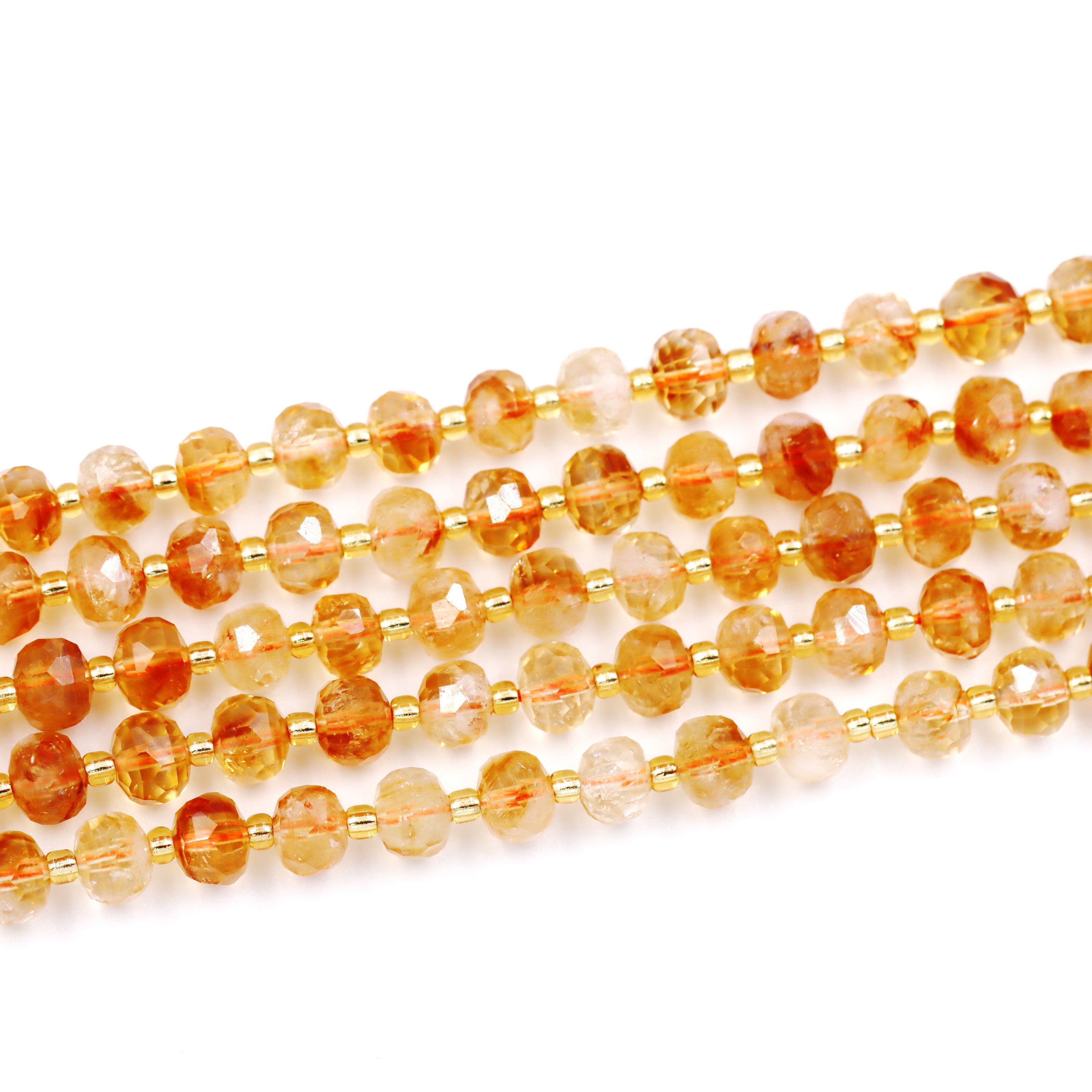 Malahill faceted rondelle gemstone for jewelry making, sold per bag 5 strands inside, Citrine beads