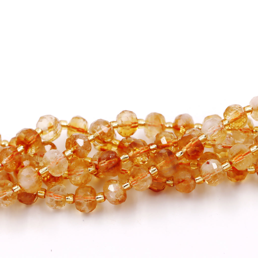 Malahill faceted rondelle gemstone for jewelry making, sold per bag 5 strands inside, Citrine beads