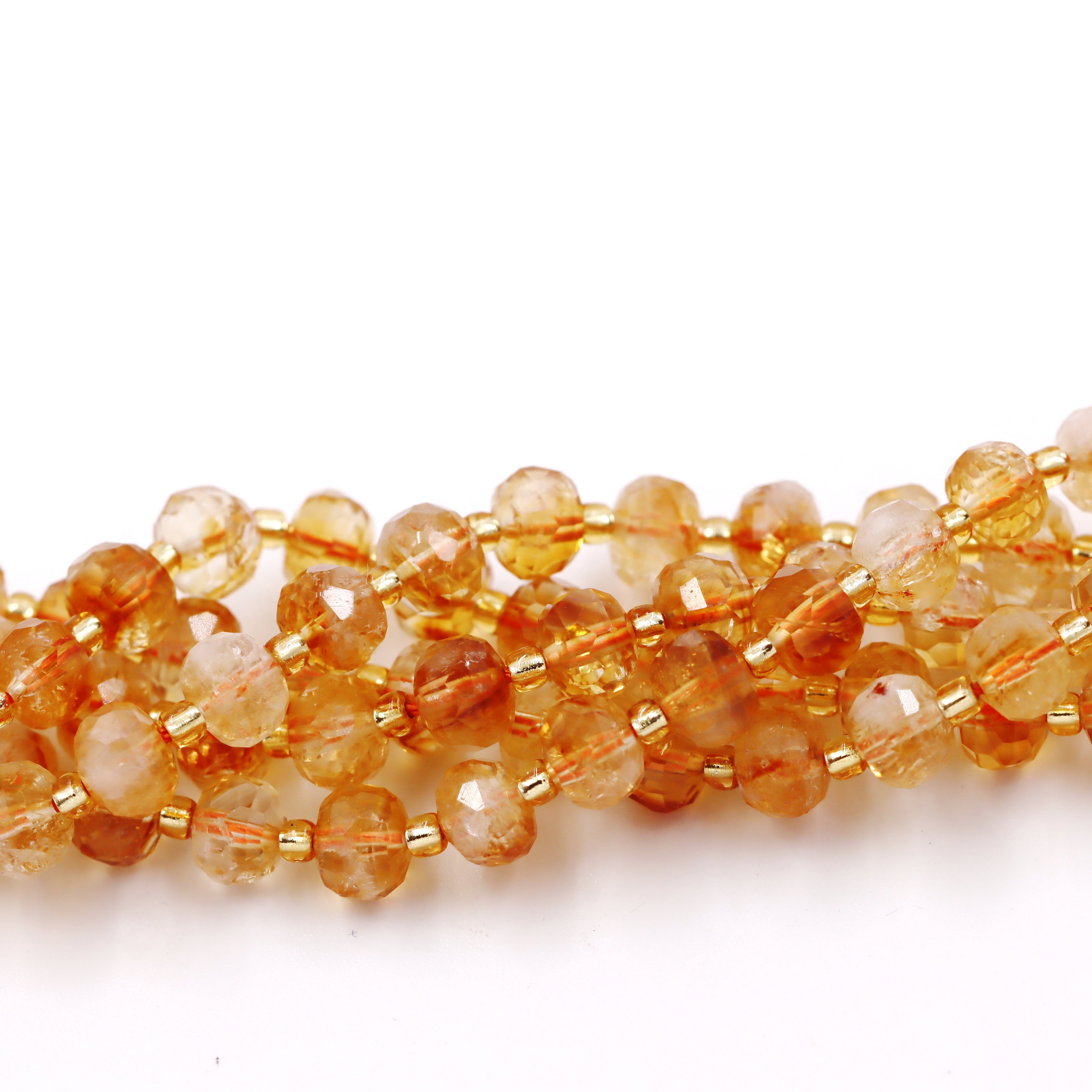 Malahill faceted rondelle gemstone for jewelry making, sold per bag 5 strands inside, Citrine beads