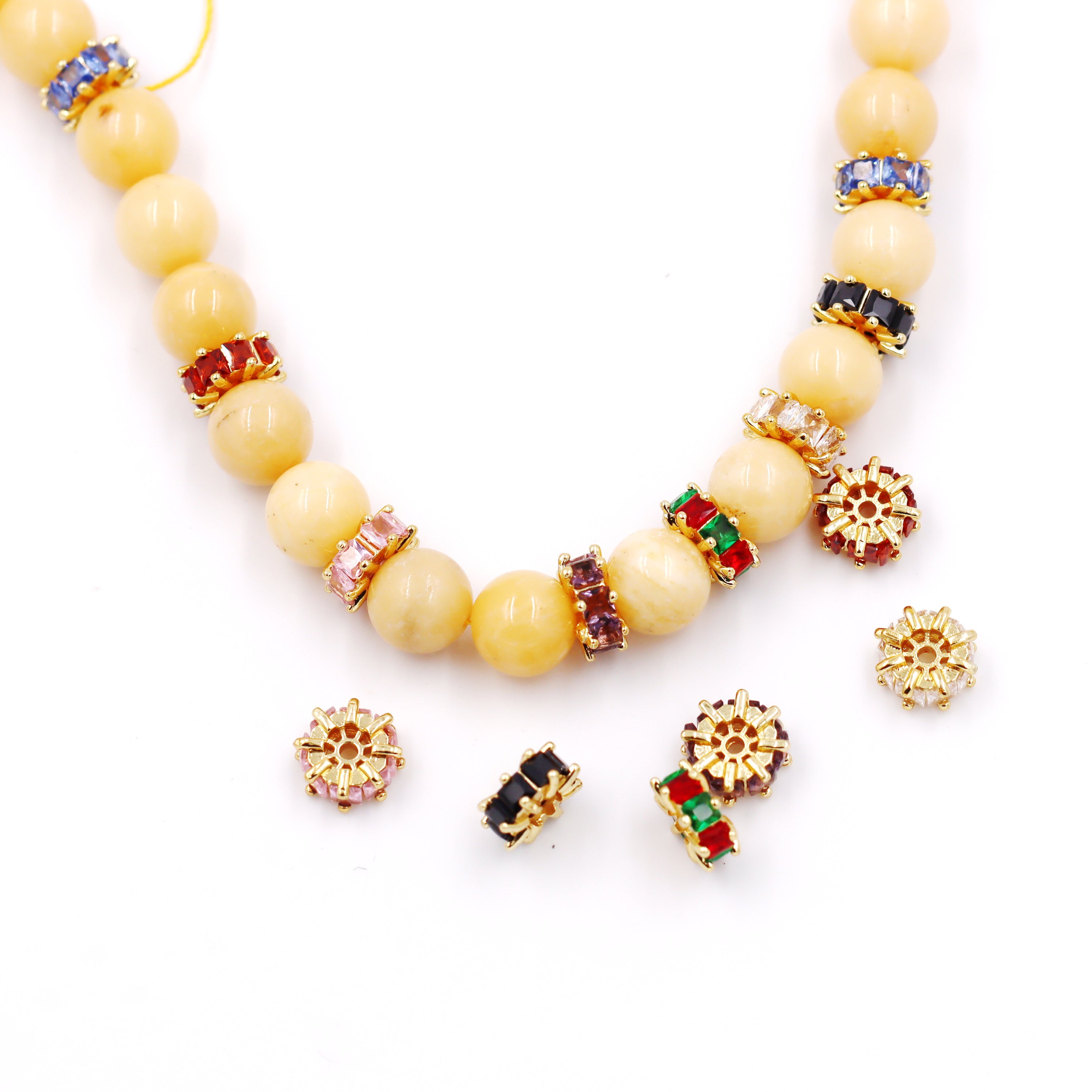 Malahill excellent quality cubic zirconia paved brass beads for jewelry making, sold per box 10 pieces inside