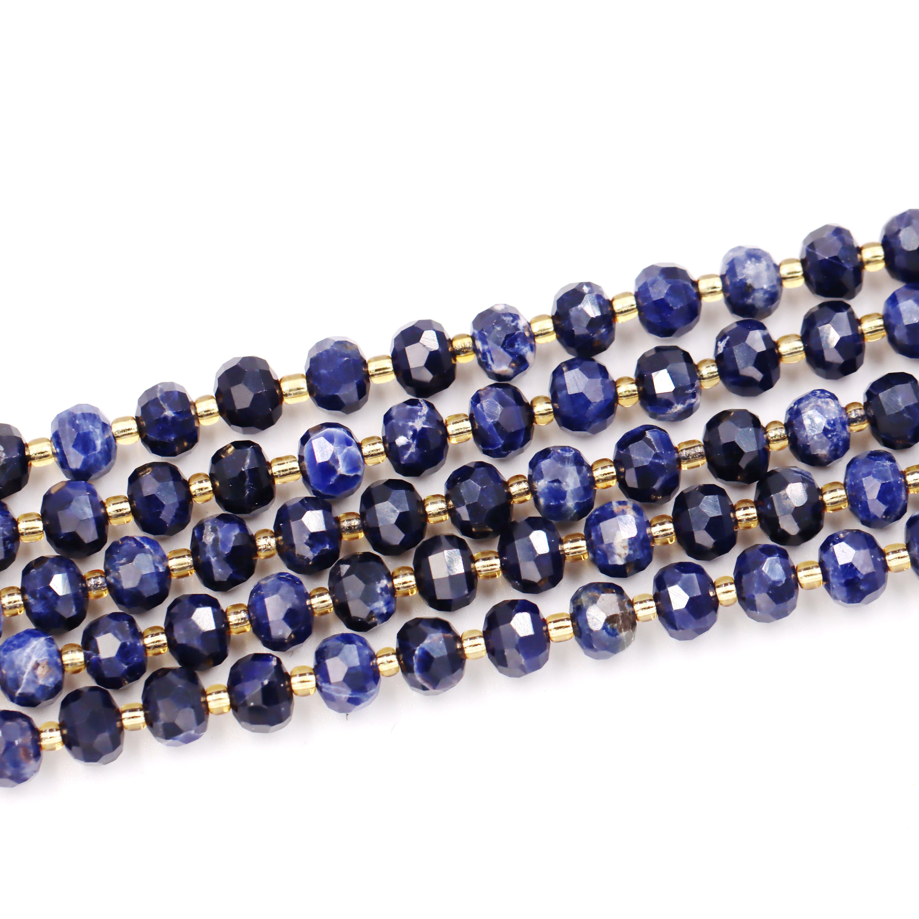 Malahill faceted rondelle gemstone for jewelry making, sold per bag 5 strands inside, Sodalite AA beads