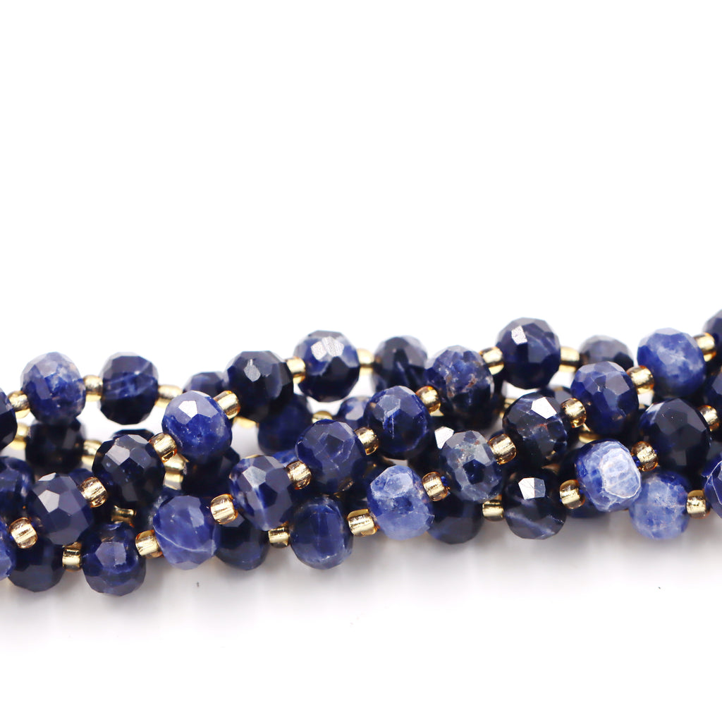 Malahill faceted rondelle gemstone for jewelry making, sold per bag 5 strands inside, Sodalite AA beads