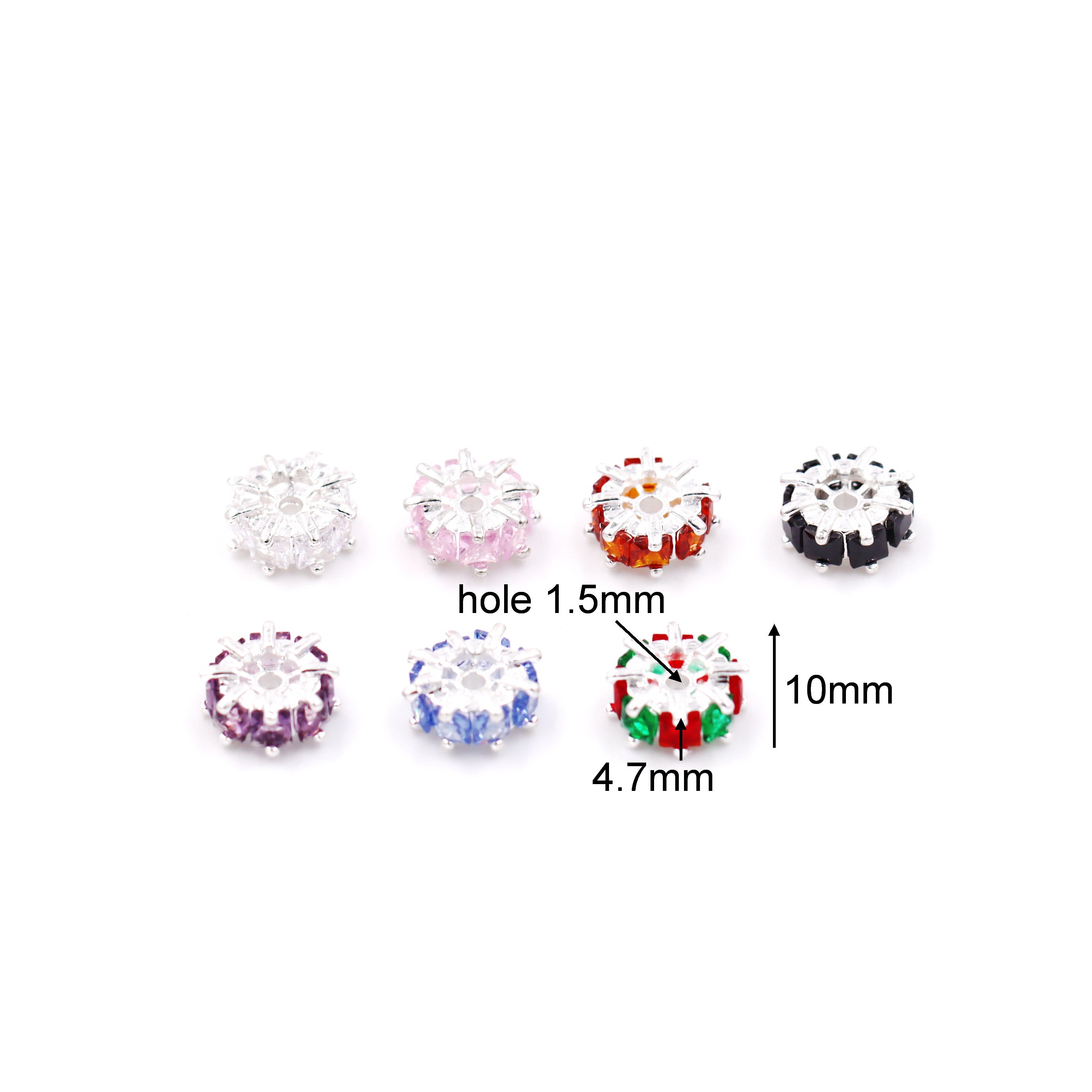 Malahill excellent quality cubic zirconia paved brass beads for jewelry making, sold per box 10 pieces inside