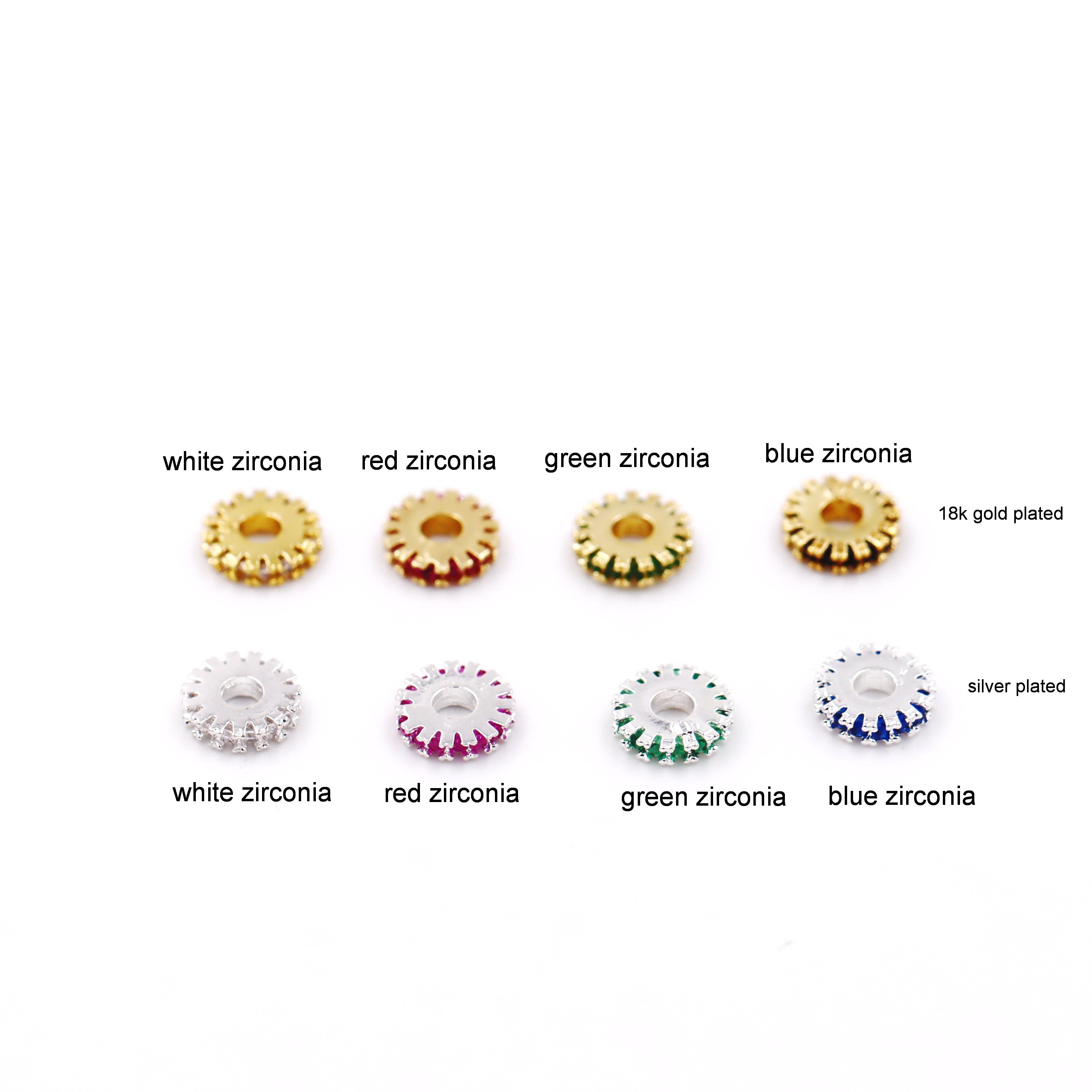 Malahill excellent quality cubic zirconia paved brass spacer beads for jewelry making, sold per box 30 pieces inside