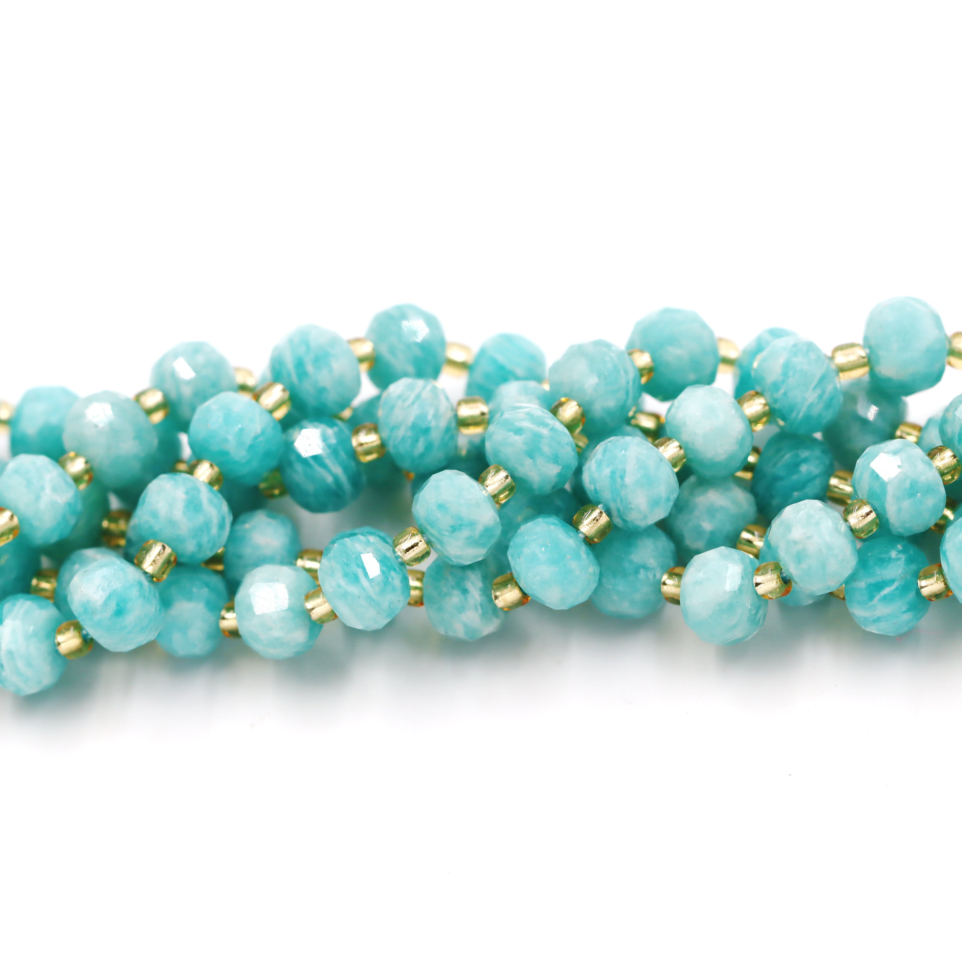 Malahill faceted rondelle gemstone for jewelry making, sold per bag 5 strands inside, Russia Amazonite beads