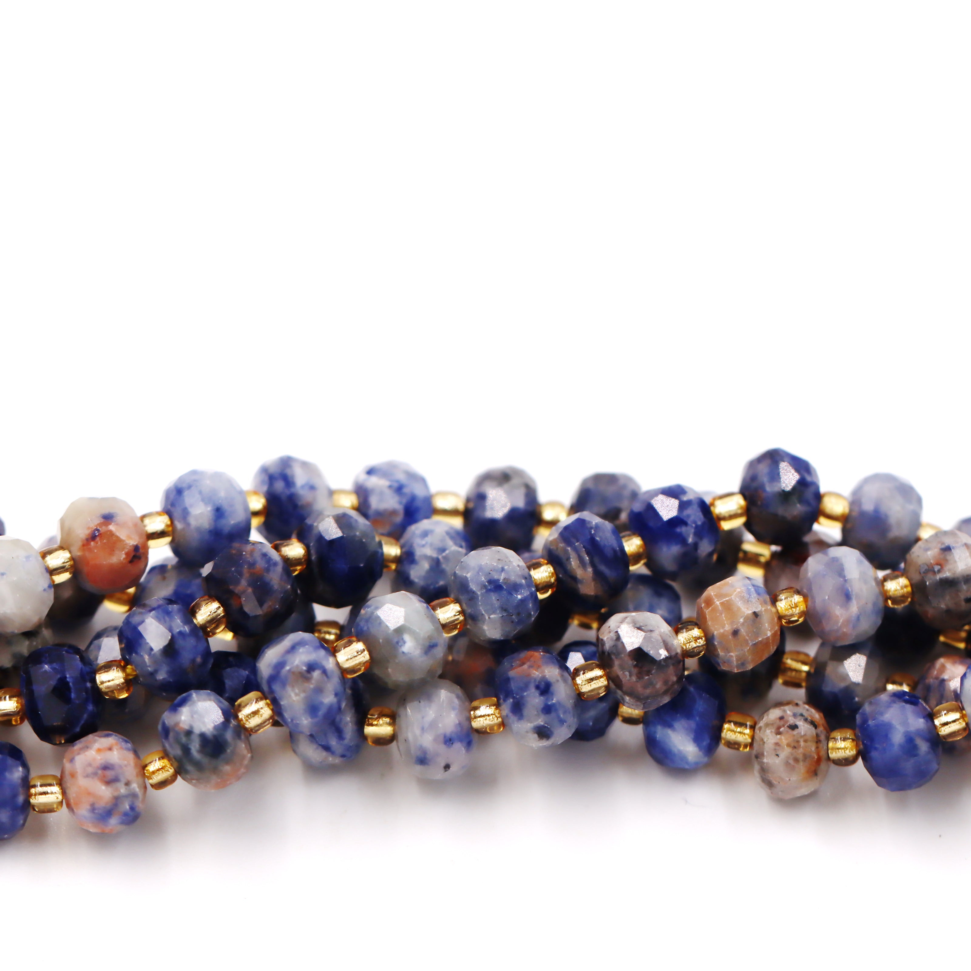 Malahill faceted rondelle gemstone for jewelry making, sold per bag 5 strands inside, Sodalite AB beads