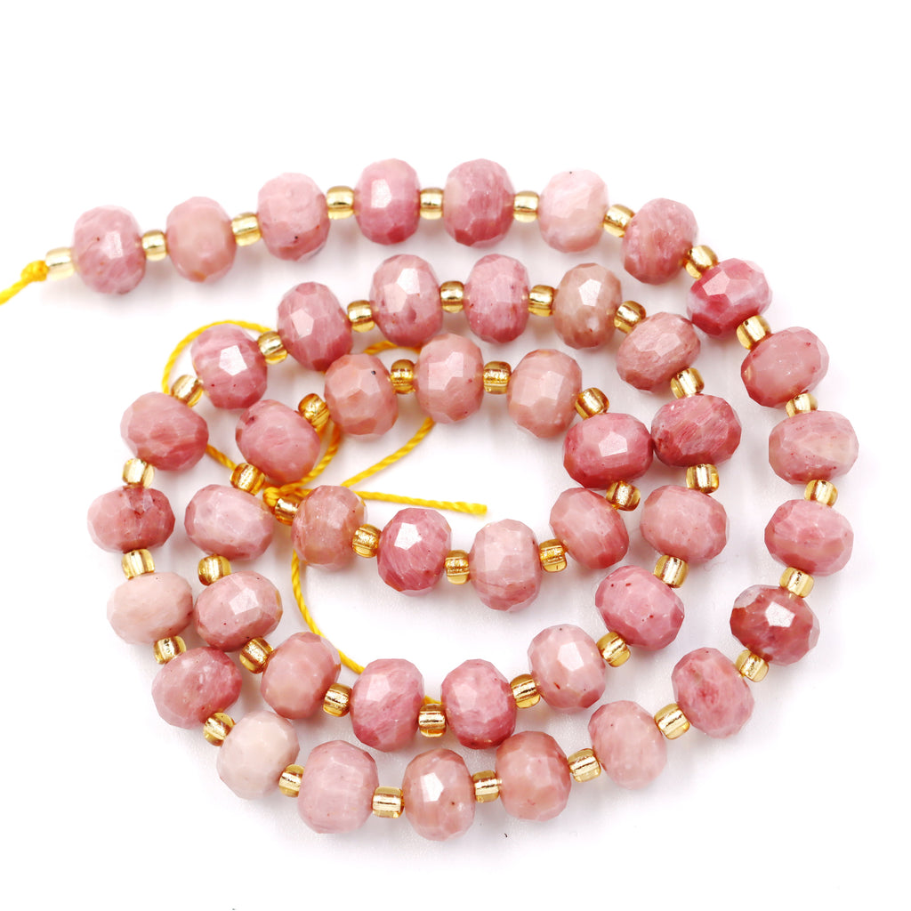 Malahill faceted rondelle gemstone for jewelry making, sold per bag 5 strands inside, Rhodonite beads
