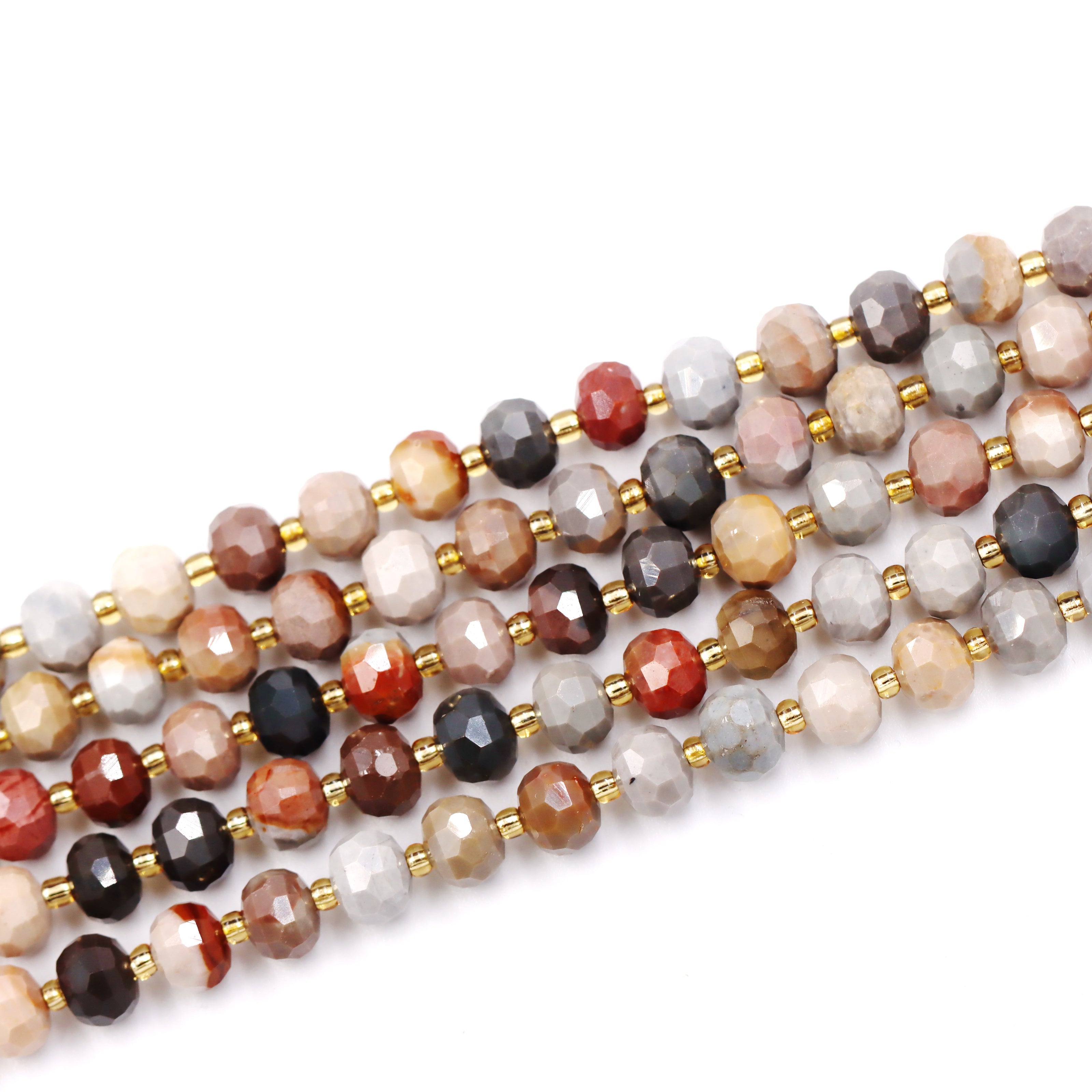 Malahill faceted rondelle gemstone for jewelry making, sold per bag 5 strands inside, Ocean Jasper beads