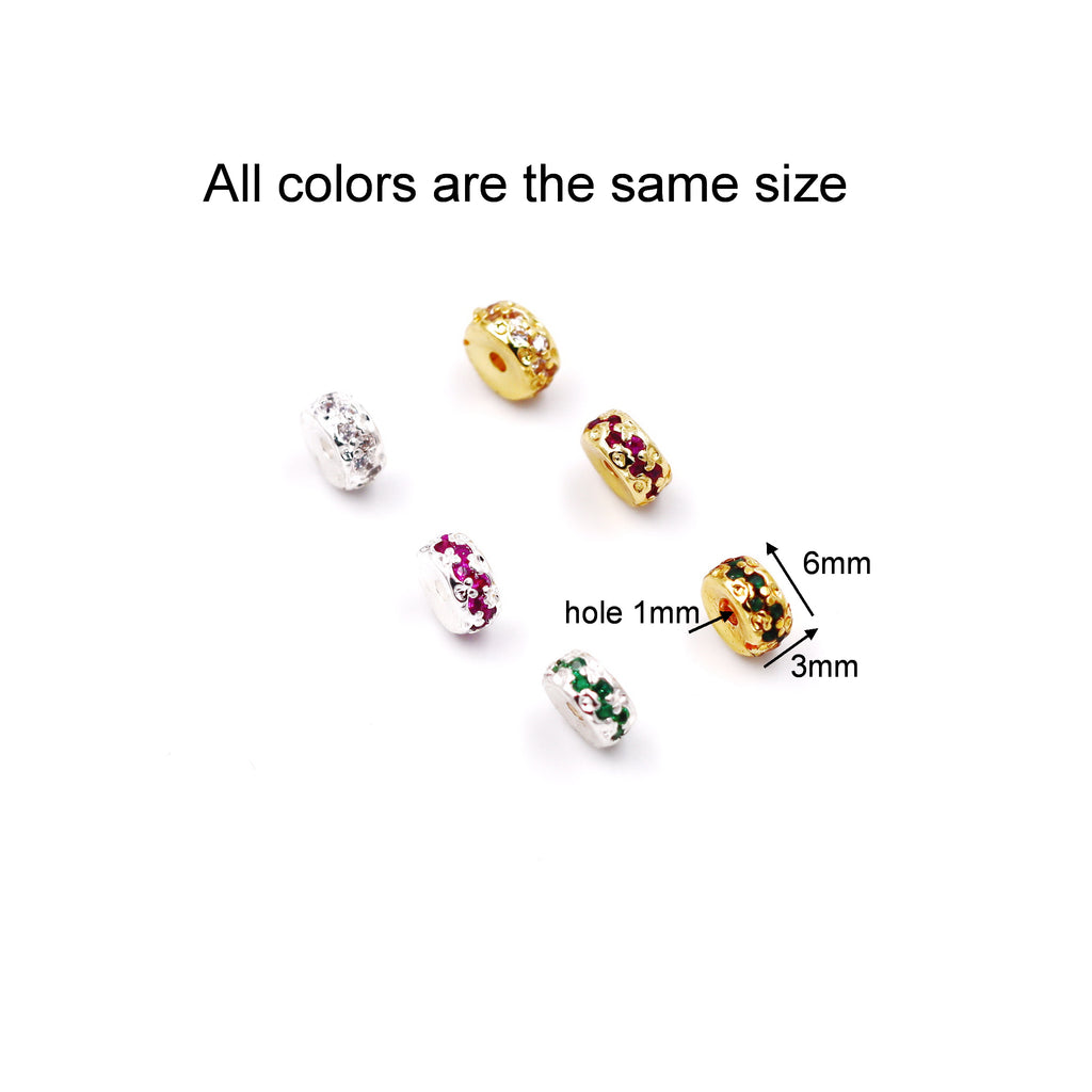 Malahill excellent quality cubic zirconia paved brass beads for jewelry making, sold per box 30 pieces inside