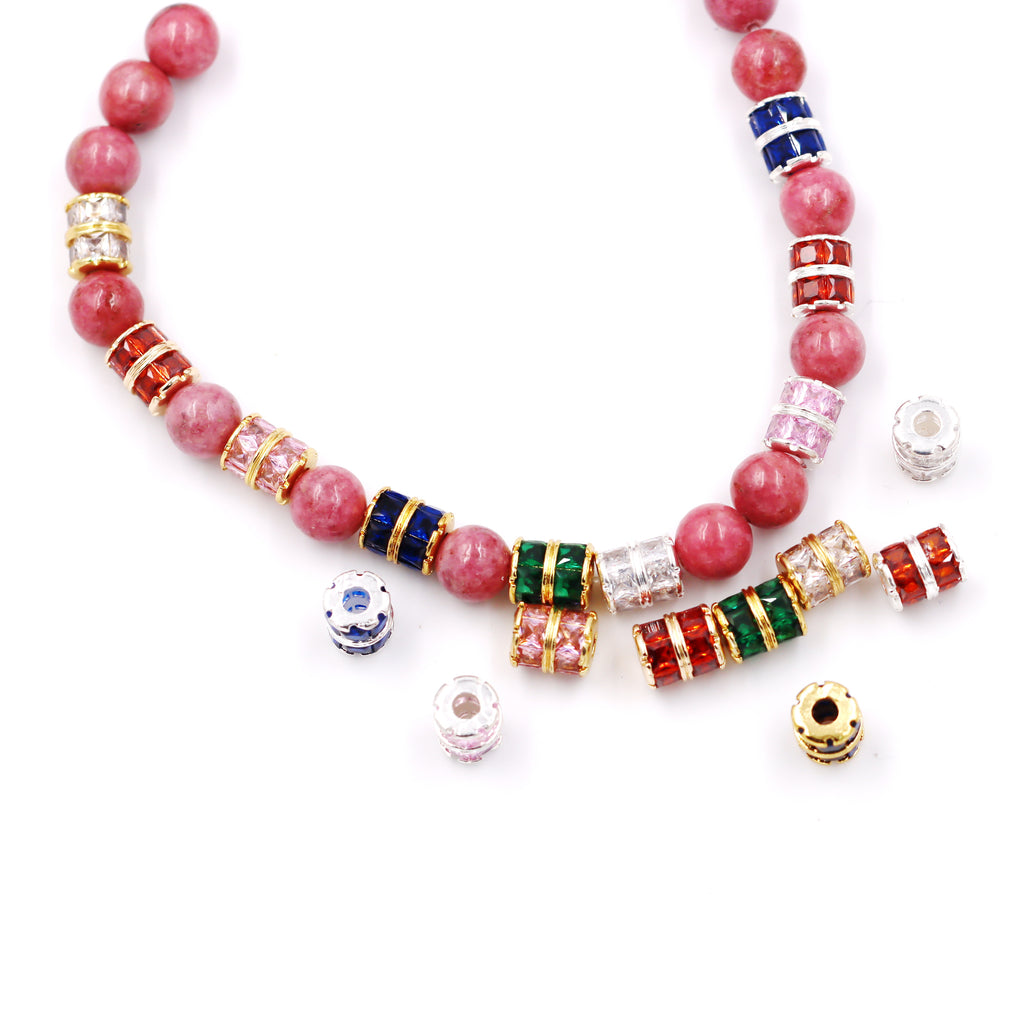 Malahill excellent quality cubic zirconia paved brass beads for jewelry making, sold per box 10 pieces inside