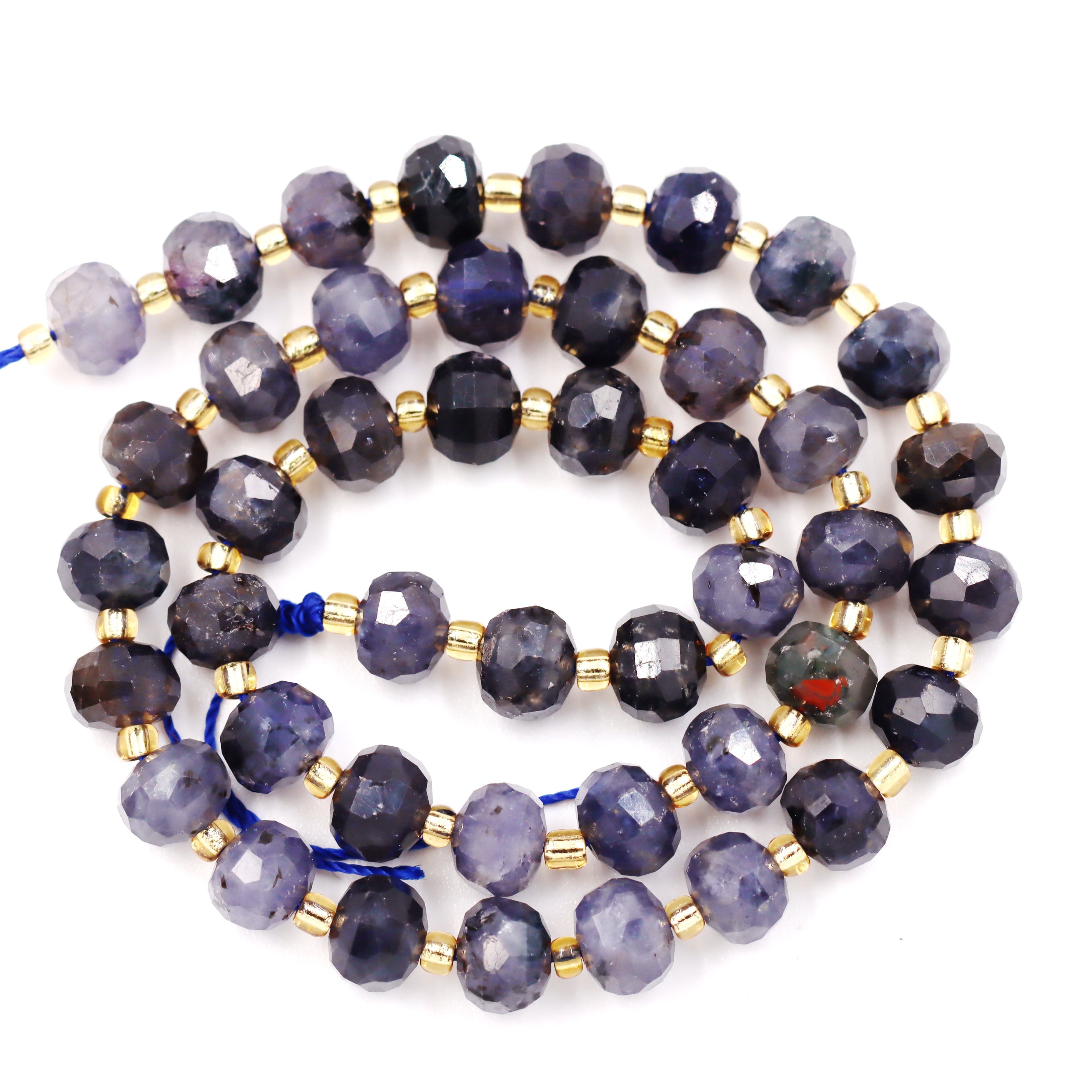 Malahill faceted rondelle gemstone for jewelry making, sold per bag 5 strands inside, Iolite beads