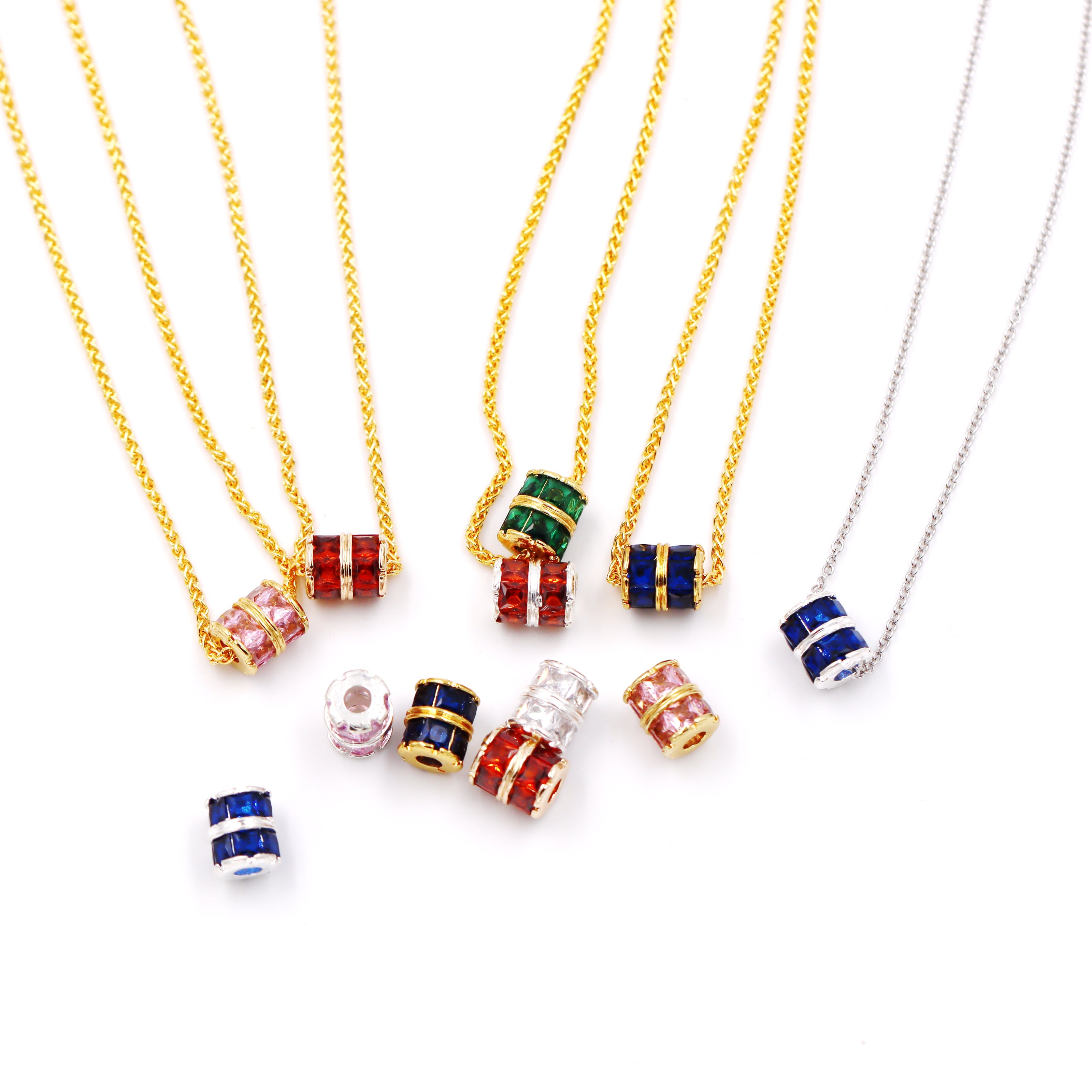 Malahill excellent quality cubic zirconia paved brass beads for jewelry making, sold per box 10 pieces inside