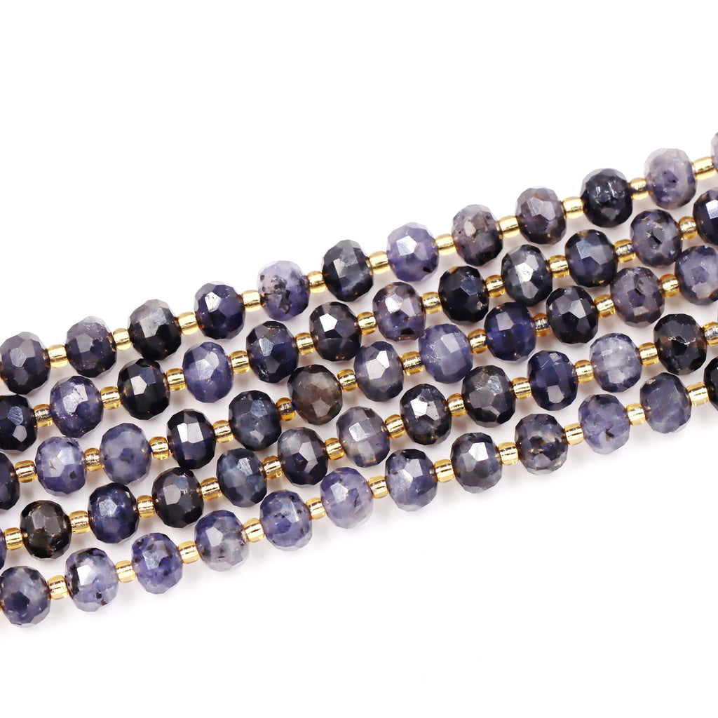 Malahill faceted rondelle gemstone for jewelry making, sold per bag 5 strands inside, Iolite beads