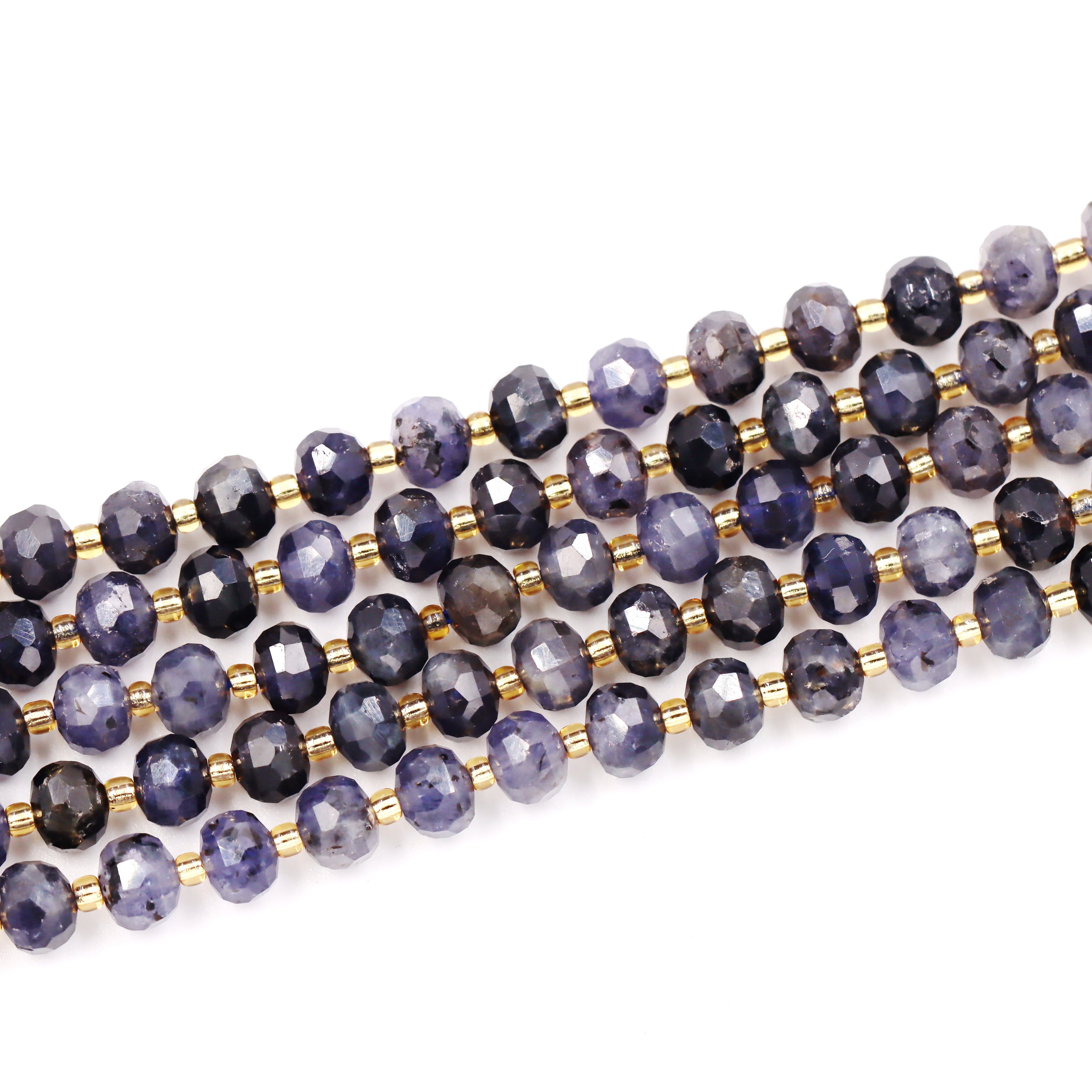 Malahill faceted rondelle gemstone for jewelry making, sold per bag 5 strands inside, Iolite beads