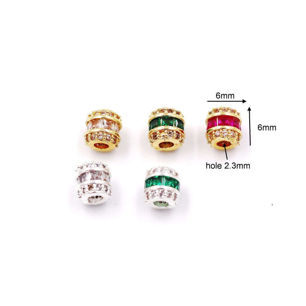 Malahill excellent quality cubic zirconia paved brass beads for jewelry making, sold per box 10 pieces inside