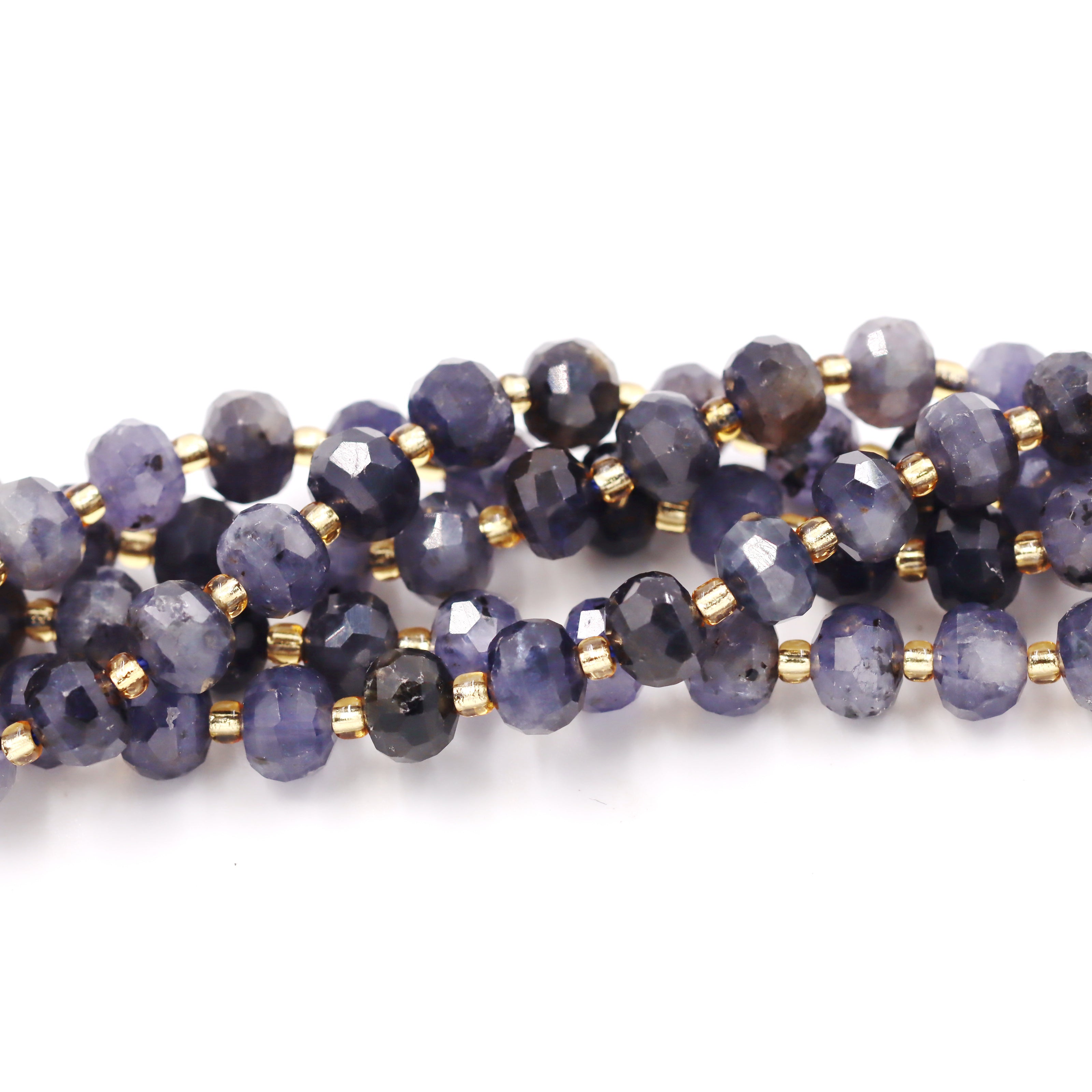 Malahill faceted rondelle gemstone for jewelry making, sold per bag 5 strands inside, Iolite beads