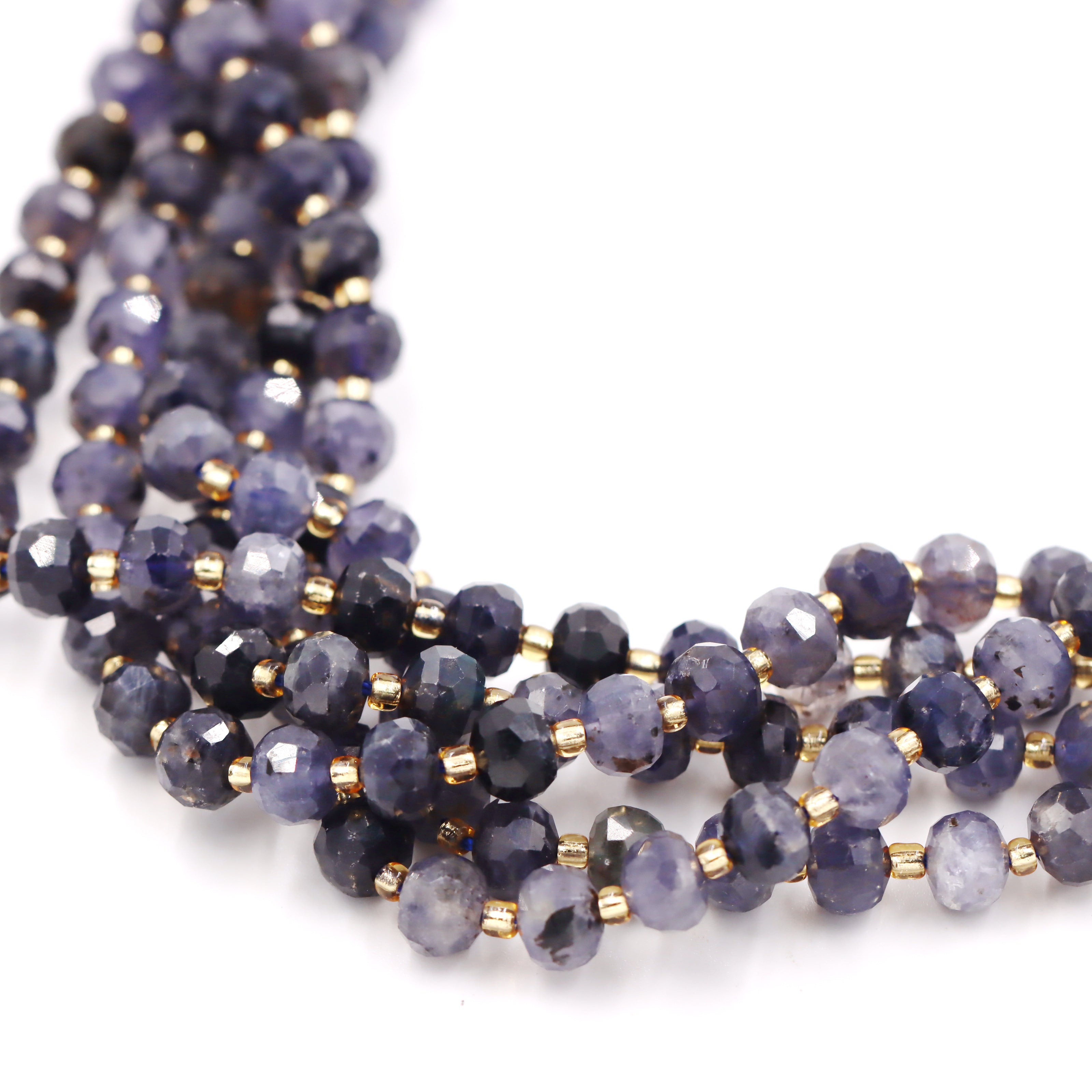 Malahill faceted rondelle gemstone for jewelry making, sold per bag 5 strands inside, Iolite beads