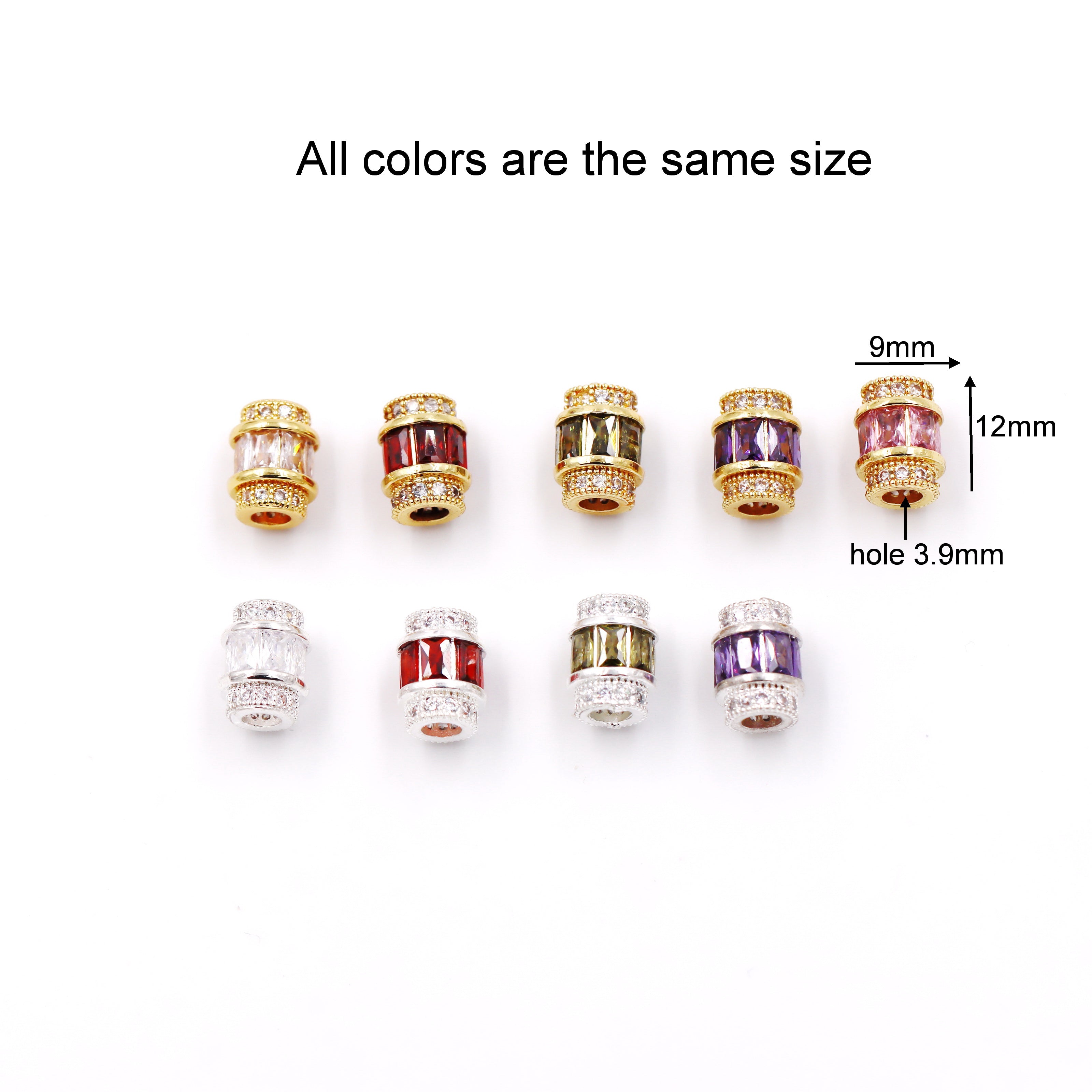 Malahill excellent quality cubic zirconia paved brass beads for jewelry making, sold per box 10 pieces inside