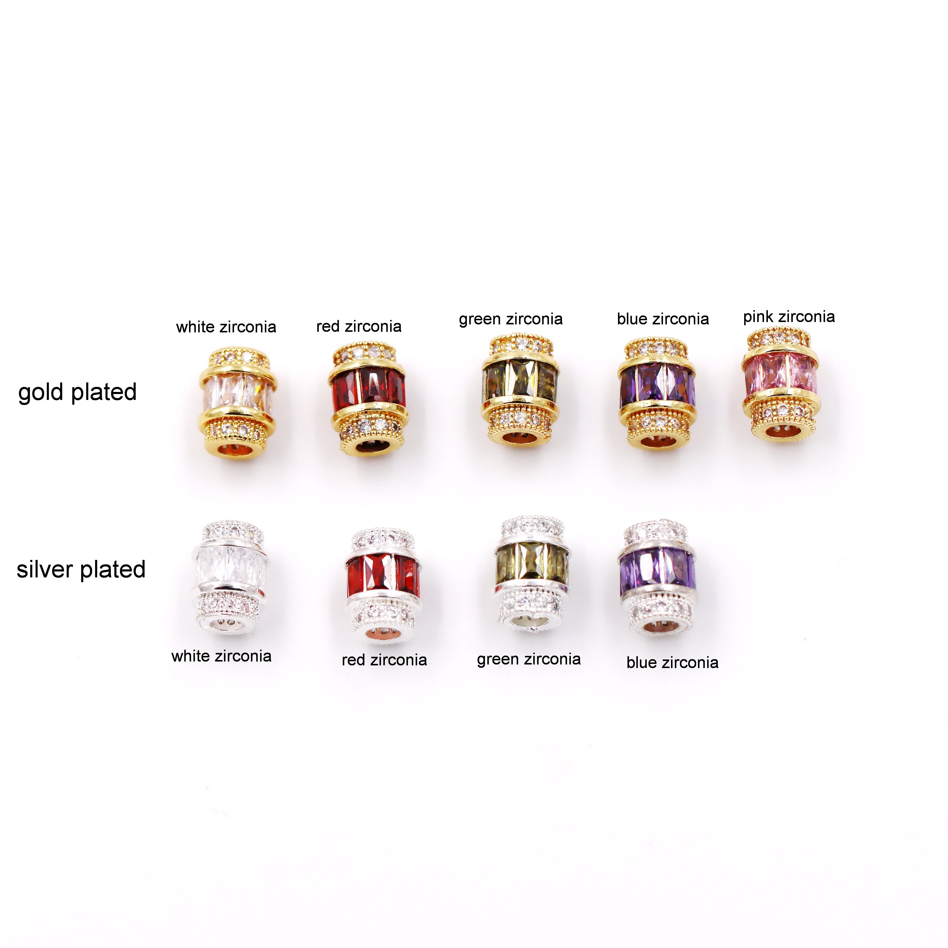 Malahill excellent quality cubic zirconia paved brass beads for jewelry making, sold per box 10 pieces inside