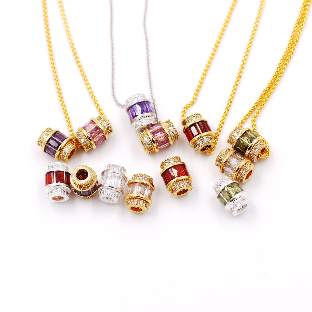 Malahill excellent quality cubic zirconia paved brass beads for jewelry making, sold per box 10 pieces inside