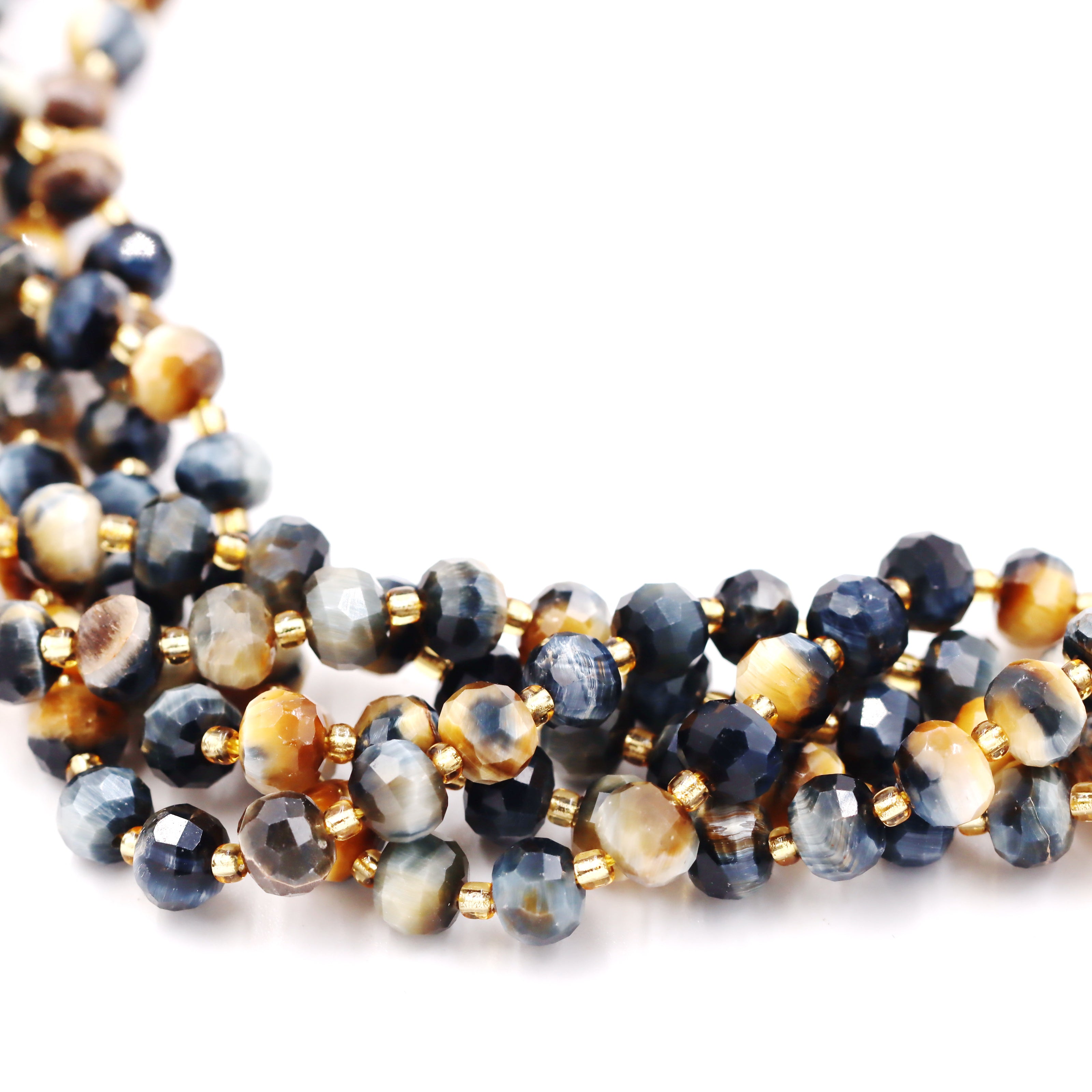 Malahill faceted rondelle gemstone for jewelry making, sold per bag 5 strands inside, Grey Tiger's Eye beads