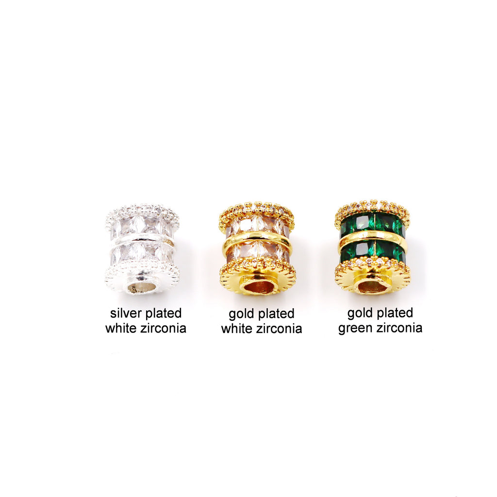 Malahill excellent quality cubic zirconia paved brass beads for jewelry making, sold per box 10 pieces inside