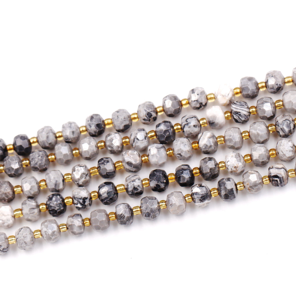 Malahill faceted rondelle gemstone for jewelry making, sold per bag 5 strands inside, Picture Jade beads