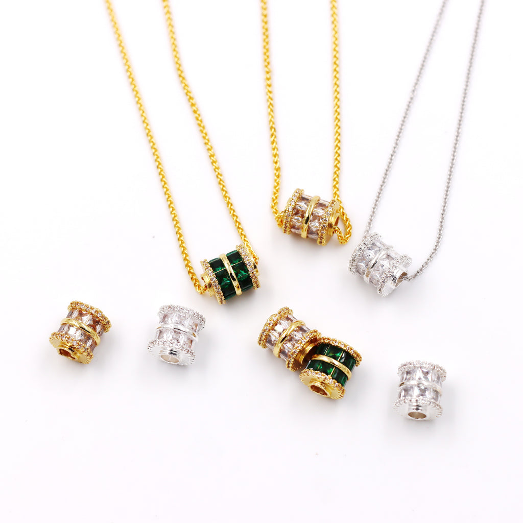 Malahill excellent quality cubic zirconia paved brass beads for jewelry making, sold per box 10 pieces inside