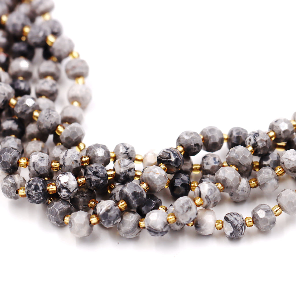 Malahill faceted rondelle gemstone for jewelry making, sold per bag 5 strands inside, Picture Jade beads