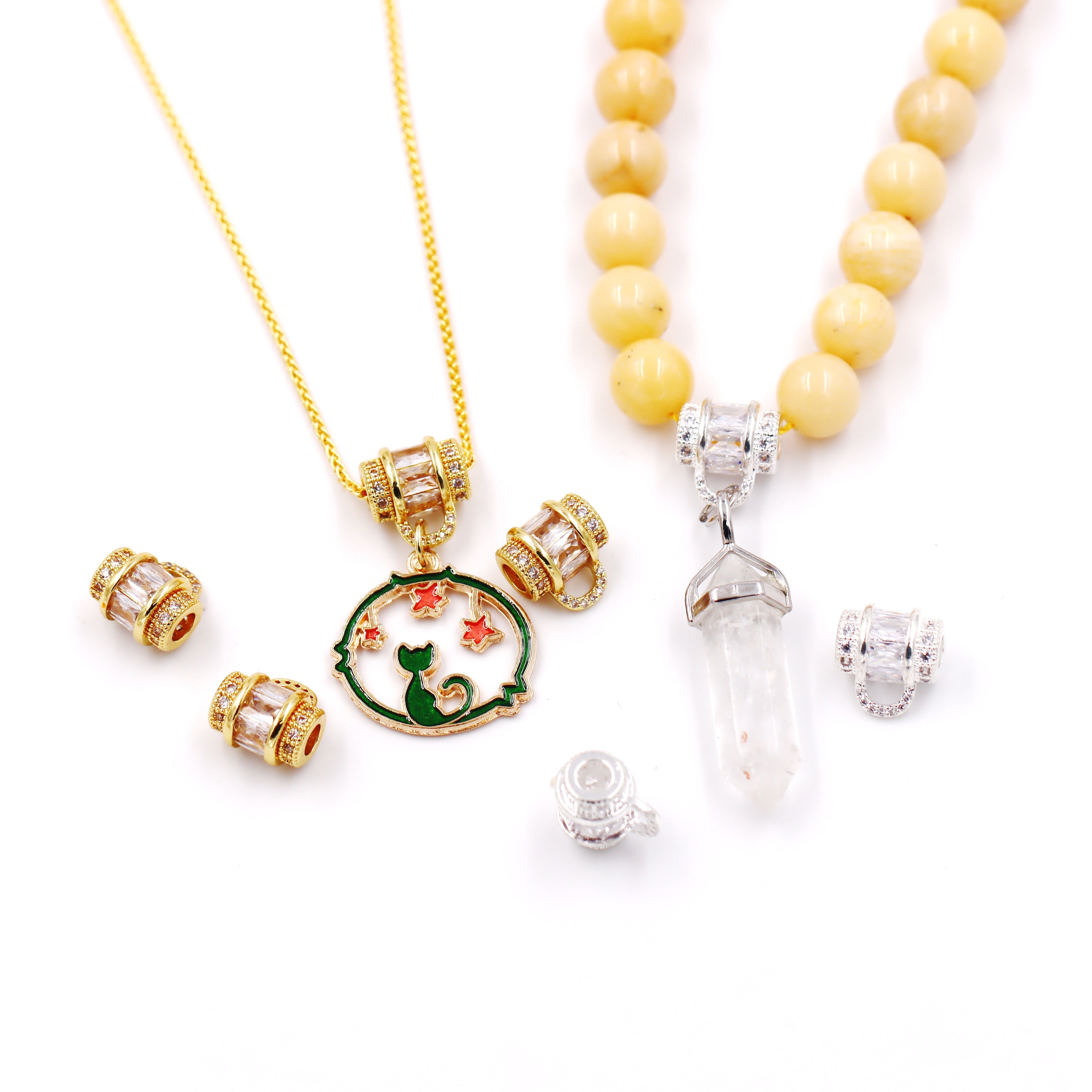 Malahill cubic zirconia charm beads for jewelry making, bail beads for necklaces bracelets making 9*12mm, sold 10 pieces per bag