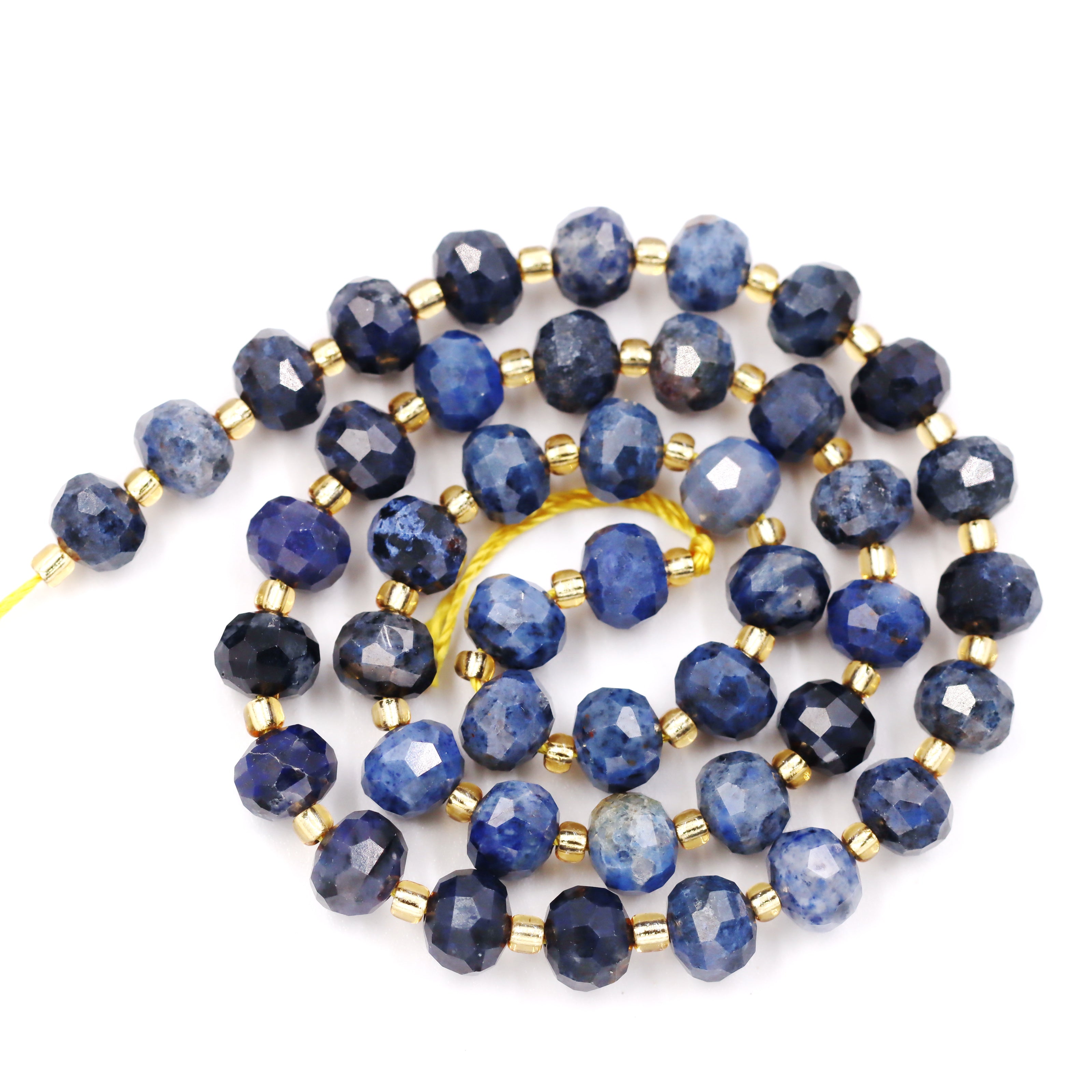 Malahill faceted rondelle gemstone for jewelry making, sold per bag 5 strands inside, Dumortierite beads