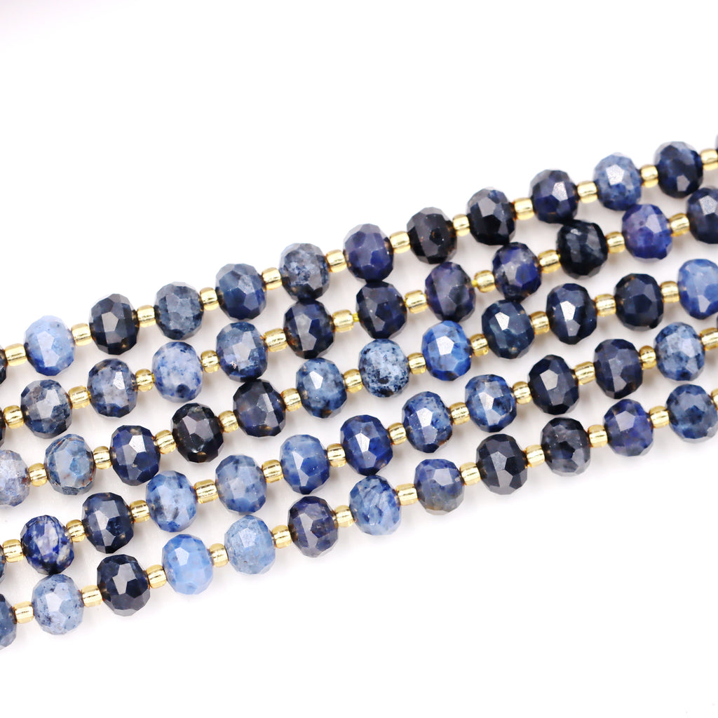 Malahill faceted rondelle gemstone for jewelry making, sold per bag 5 strands inside, Dumortierite beads