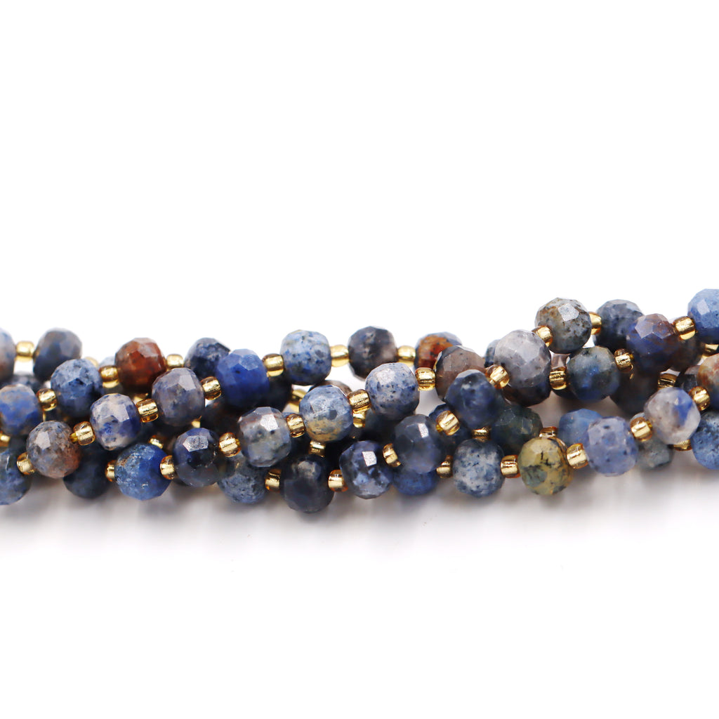 Malahill faceted rondelle gemstone for jewelry making, sold per bag 5 strands inside, Sunset Jasper beads